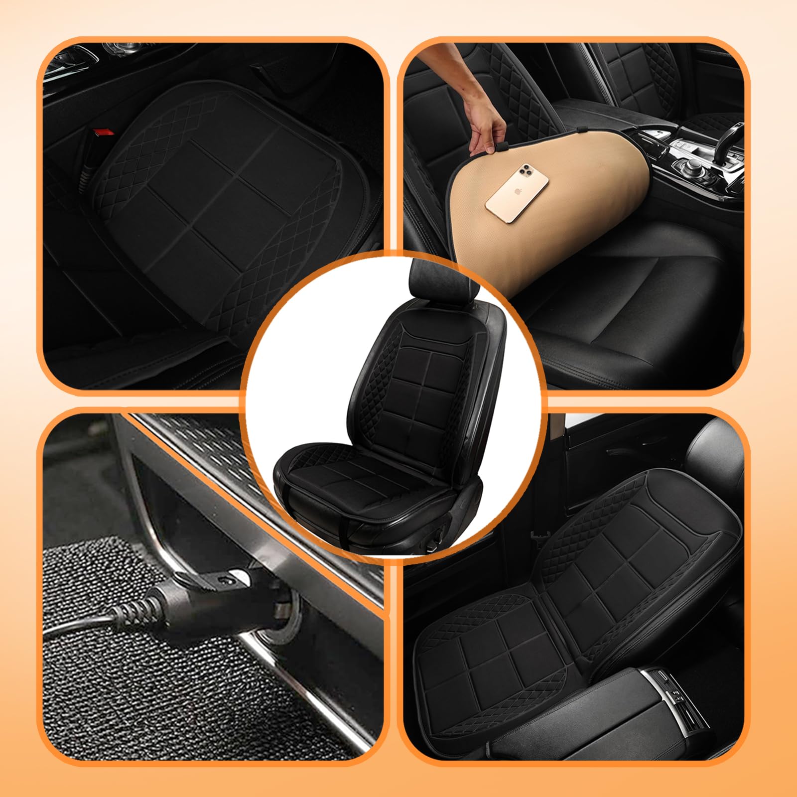 Premium Heated Car Seat Cushion - 12V/24V Plush Seat Warmer with Universal Fit | Car Accessories for Winter Comfort & Long Drives