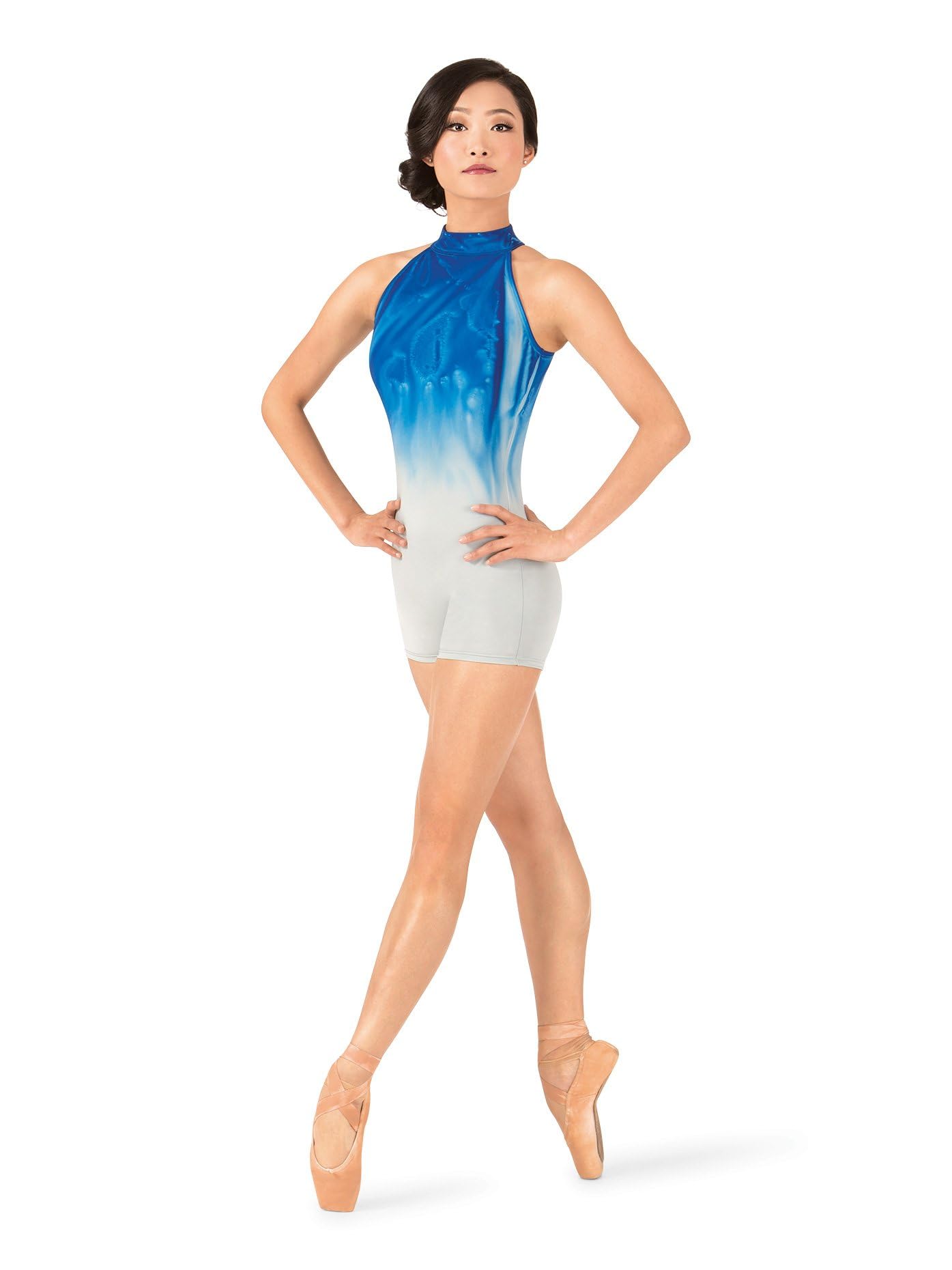 Hand-Painted Watercolor Women's Halter Shorty Unitard - Artistic Dancewear for Performances, Yoga & Costume Parties