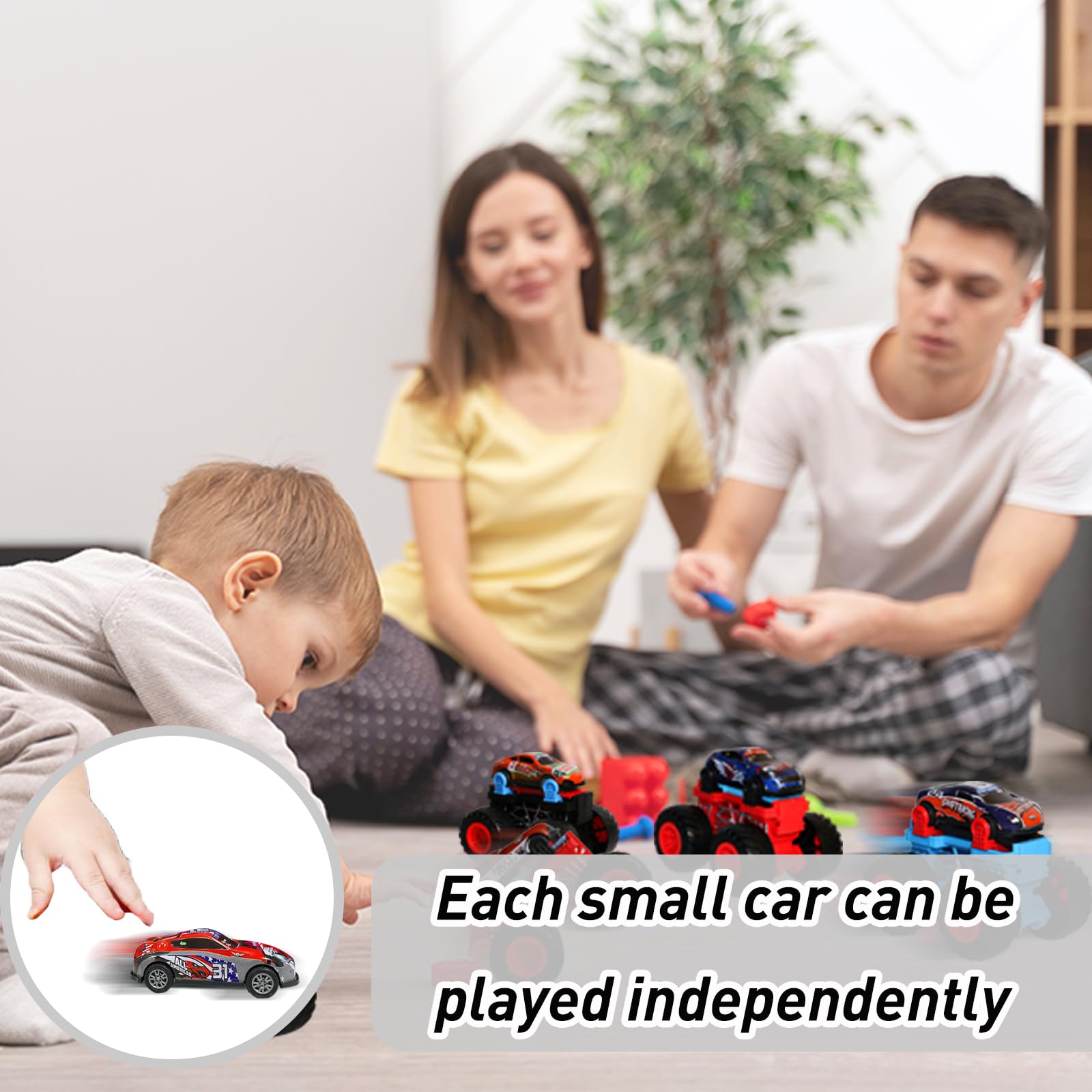 Golden Wheel 9-Pack Pull Back Cars & Monster Trucks - 1:64 Scale Die-Cast Toy Vehicles for Boys Age 3+ | Mini Race Car Set with Free Online Games | Perfect for Birthday Gifts, Playtime & Collecting