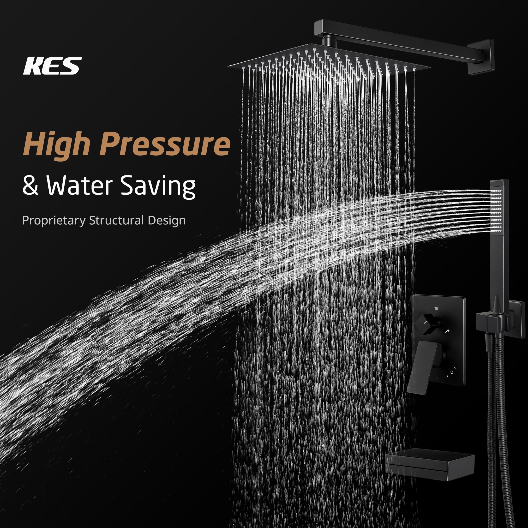 Premium Matte Black Shower System with 10