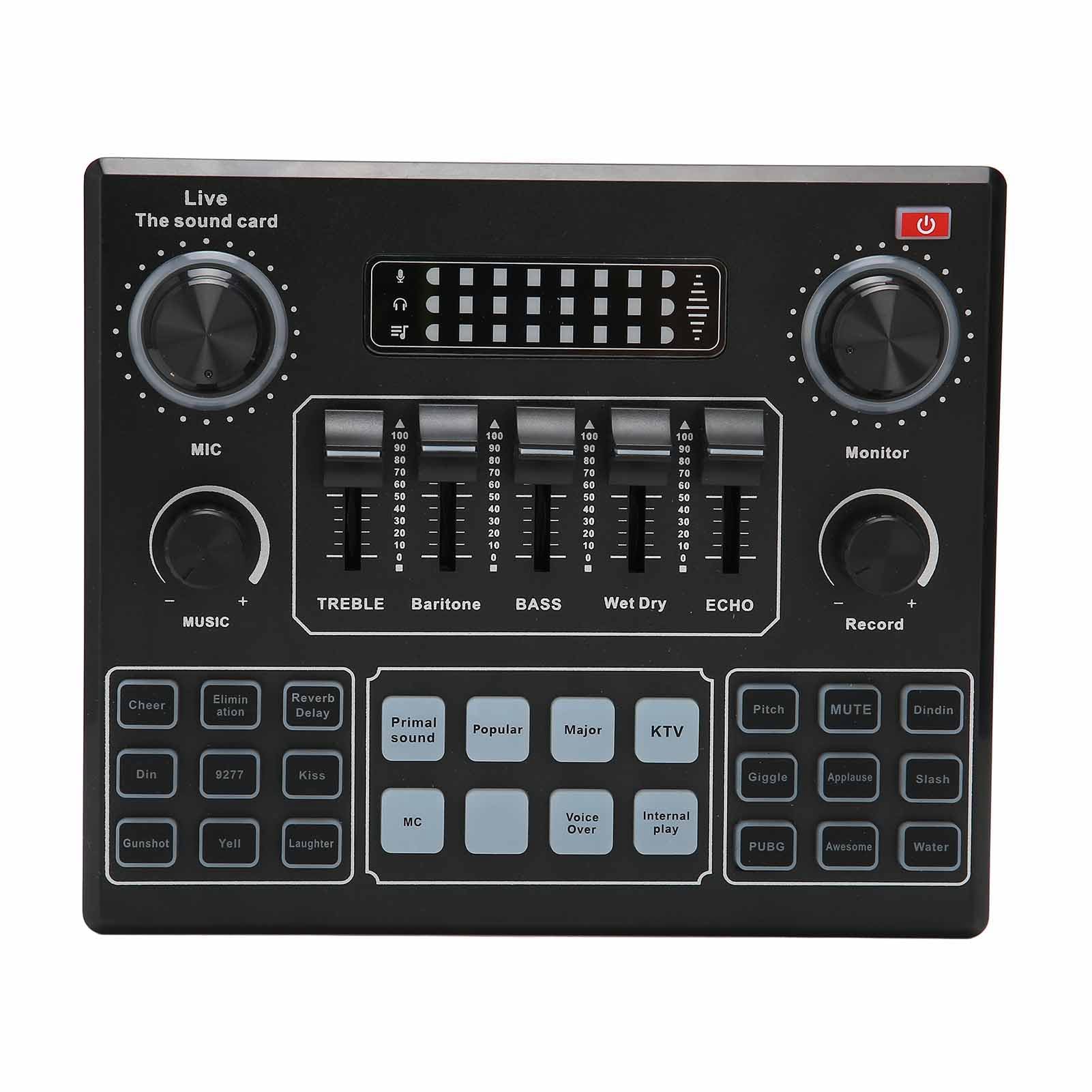 Yctze V9 Sound Card Mixer - Professional Stereo Audio Interface for Gaming, Live Streaming, PC, PS4 & Mobile Broadcasting | Ideal for Twitch, YouTube & Podcasting
