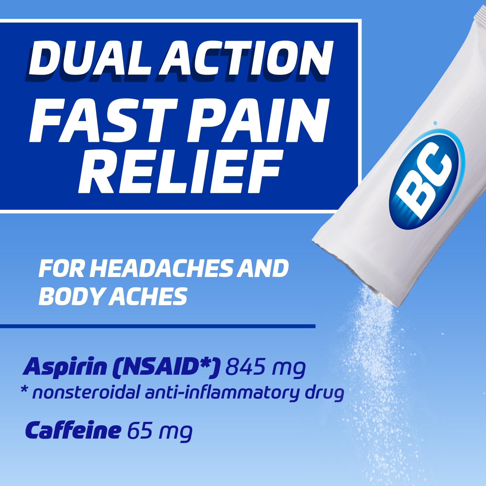 BC Powder Original Strength Pain Reliever - Fast-Acting Aspirin Dissolve Packs (50 Count) | Headache & Muscle Pain Relief for Adults | Work, Travel & Active Lifestyle