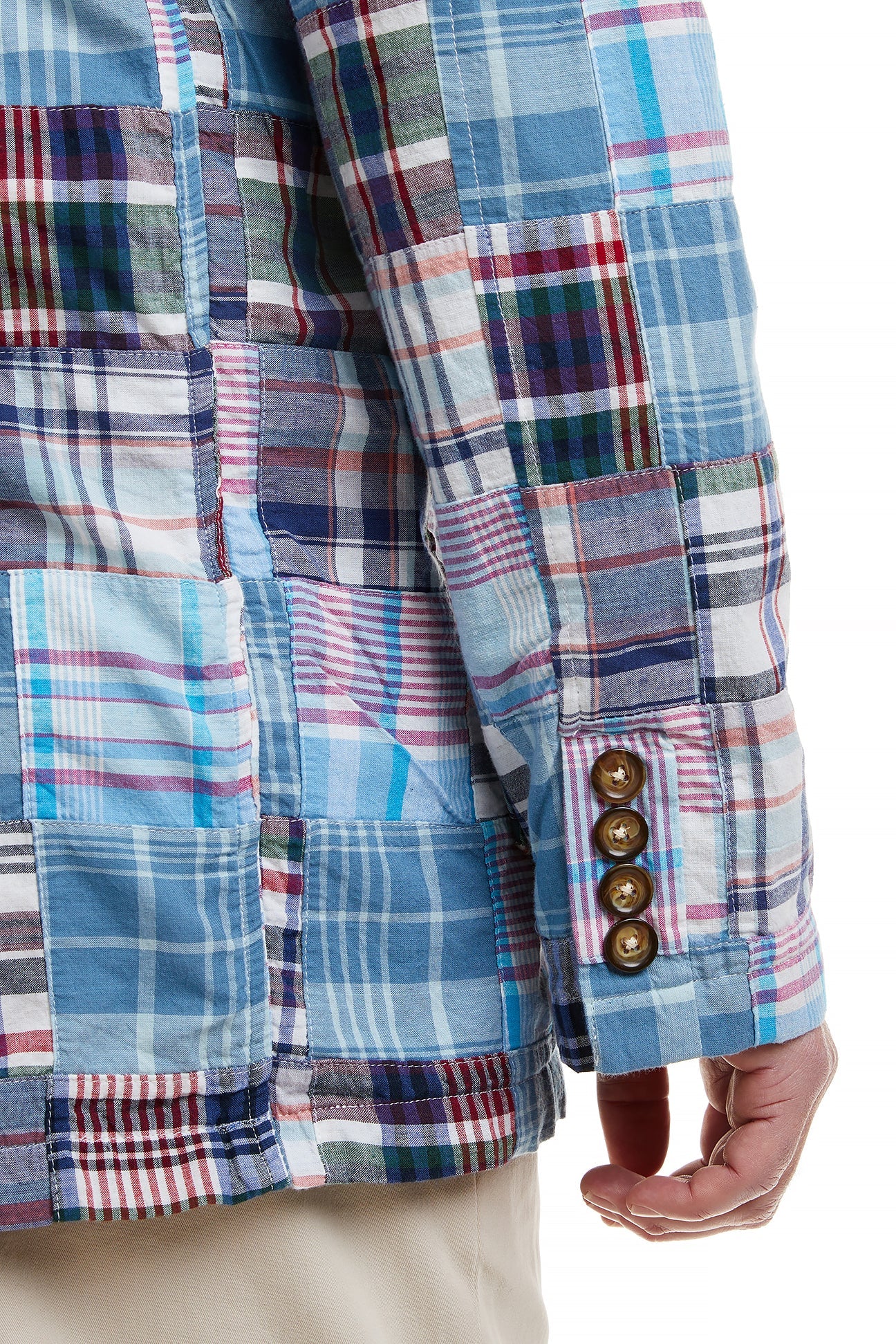 Spinnaker Blazer Seapoint Patch Madras Jacket - Lightweight Summer Sports Coat for Men - Perfect for Yachting, Golf & Outdoor Events