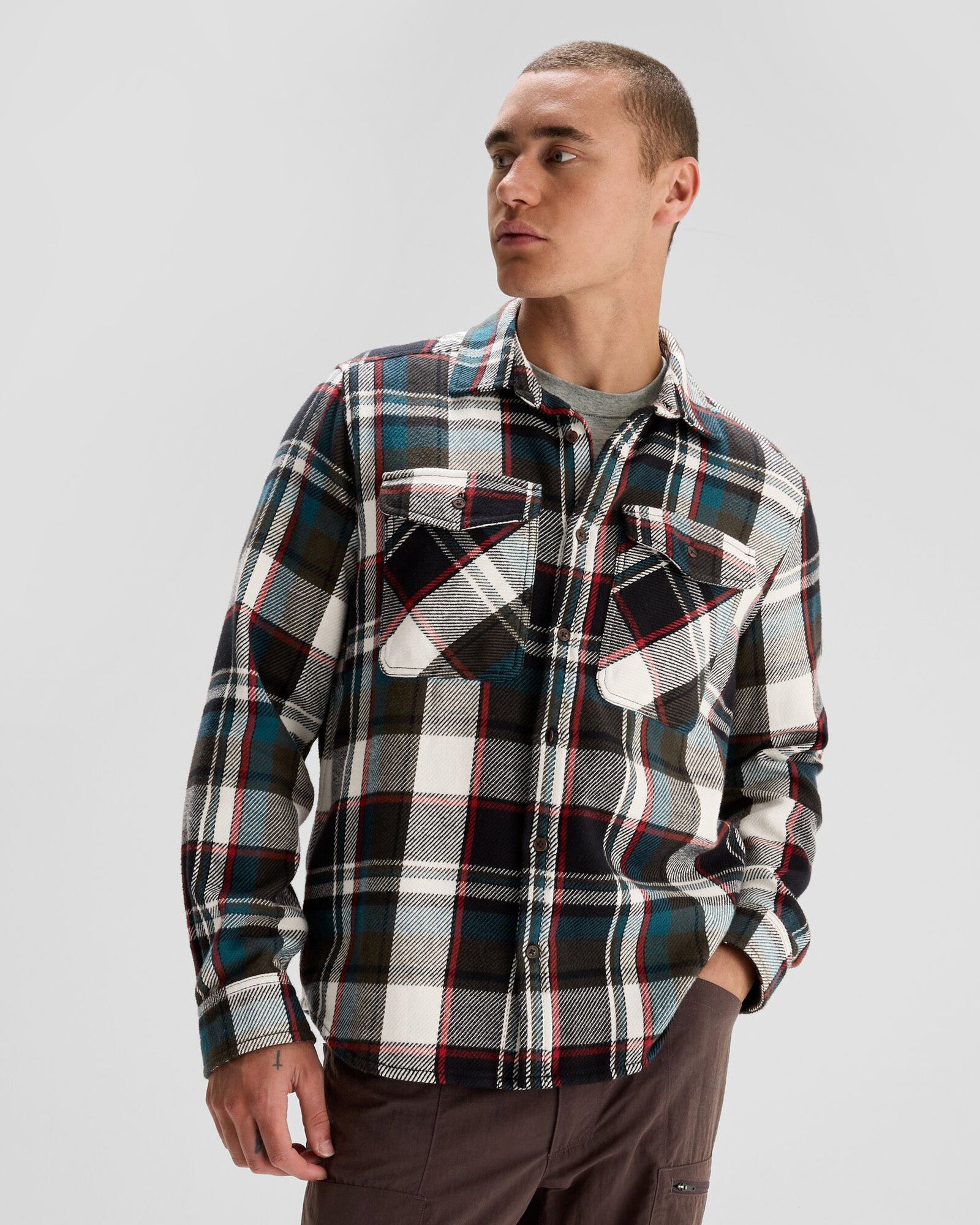 Men's Huntly Long Sleeve Plaid Shirt - Dark Moss Green Flannel for Outdoor Hunting & Casual Wear | Durable Comfort Shirt for Fall & Winter Adventures