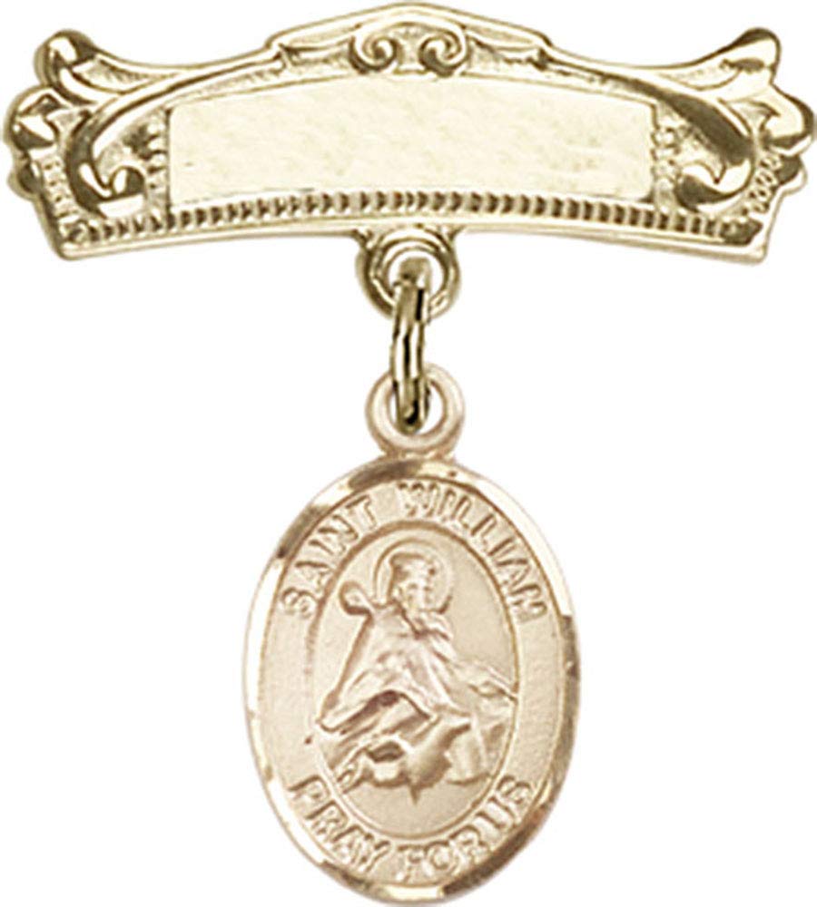 St. William of Rochester Gold Filled Baby Badge Pin - Religious Jewelry for Christening, Baptism & First Communion Gifts - Handmade in USA