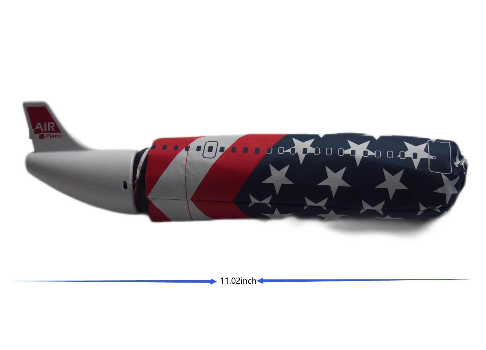 American Flag Airplane Head Windproof Travel Umbrella - Portable Foldable Rain Umbrella for Women, Girls & Office Use - Perfect for Commuting, Outdoor Events & Gifts