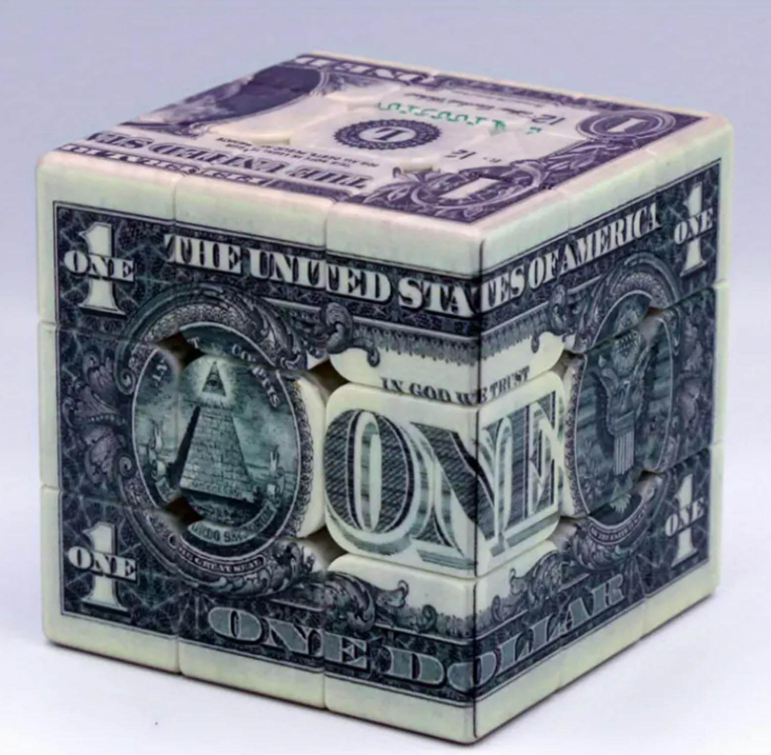 3x3 Speed Cube with Dollar Bill Pattern - Fast Turning Magic Cube Puzzle for Teens & Adults - 5.6cm/2.2