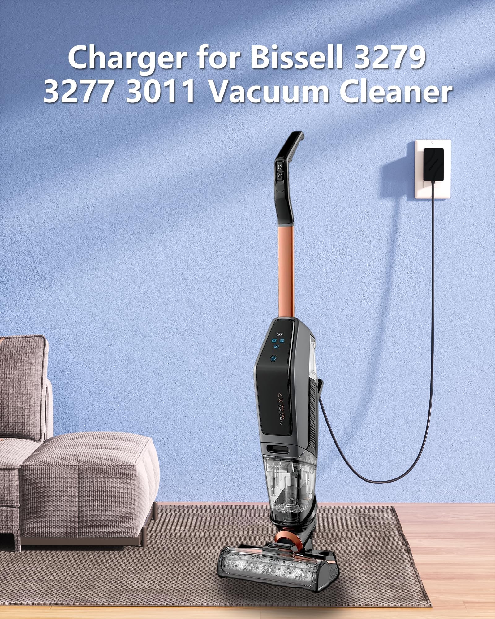 Bissell CrossWave X7 Charger Replacement - Compatible with Bissell 3279, 3277, 3276A, 3011 Vacuums - AC Power Adapter 1625512 - Perfect for Home Cleaning & Pet Hair Removal