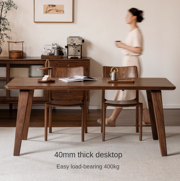Premium Black Walnut and Ash Wood Large Dining Table - 8 Seater Long Farmhouse Table for Dining Room, Kitchen, and Entertaining