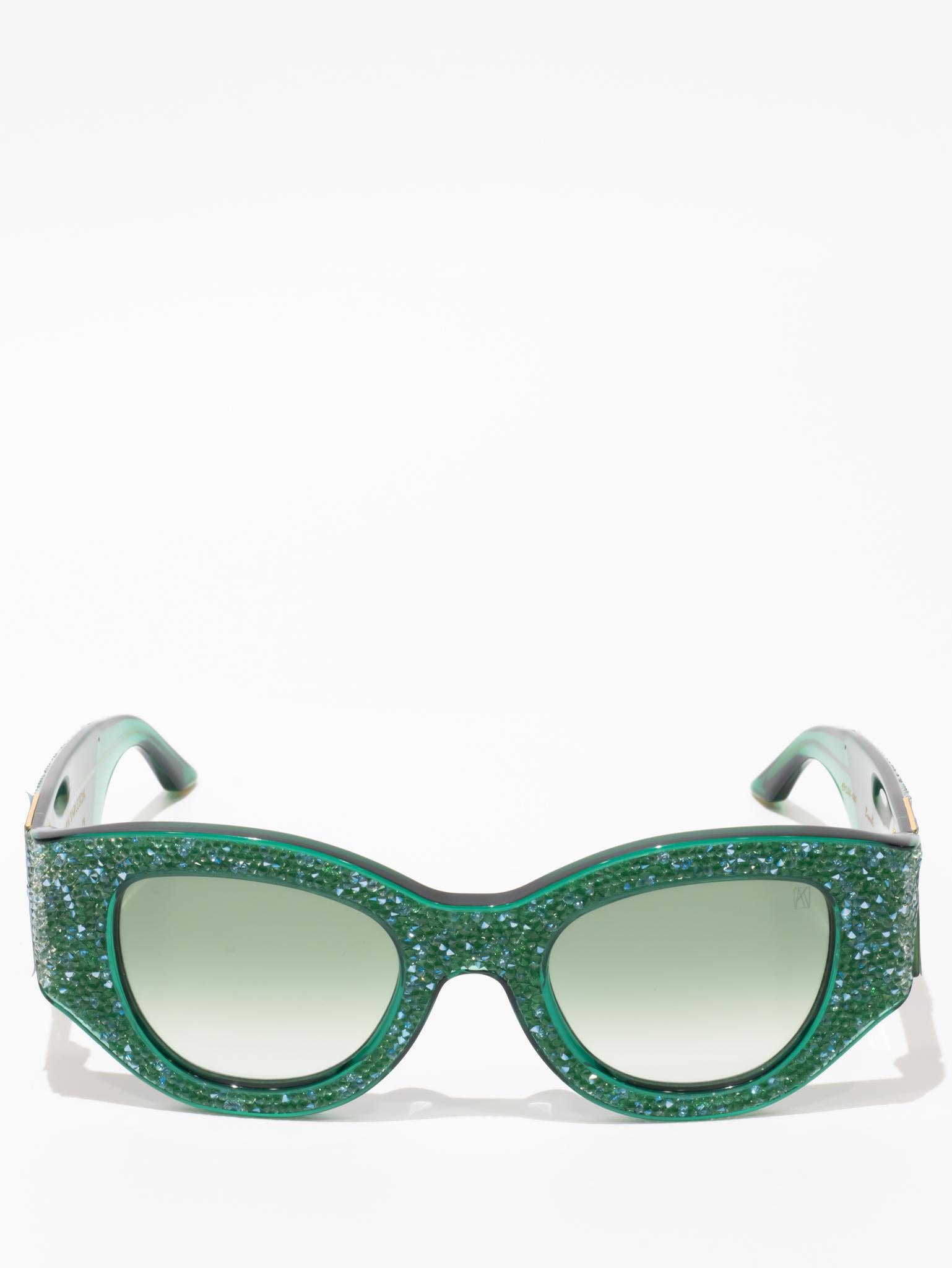 ANNA KARIN KARLSSON LUCKY GOES TO VEGAS Emerald Green Statement Earrings - Luxury Fashion Jewelry for Women, Perfect for Parties, Weddings & Special Occasions