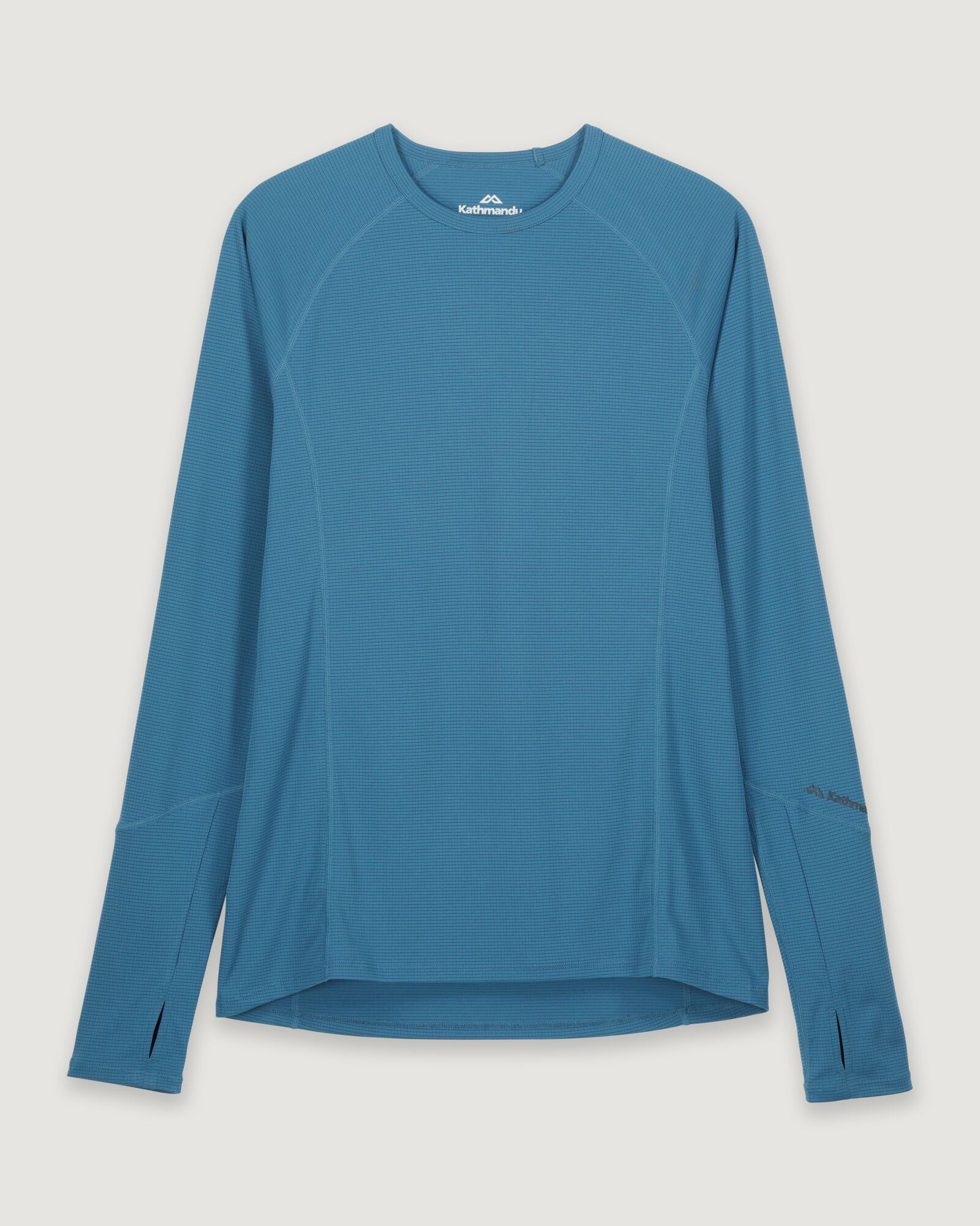 KMDAction Men's Long Sleeve Athletic Shirt - Moisture Wicking Steel Blue Workout Top for Running, Gym & Outdoor Activities