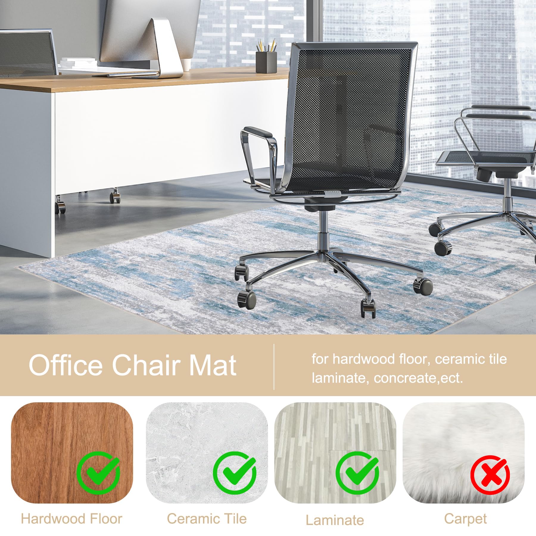 Premium Office Chair Mat for Hardwood & Tile Floors 48