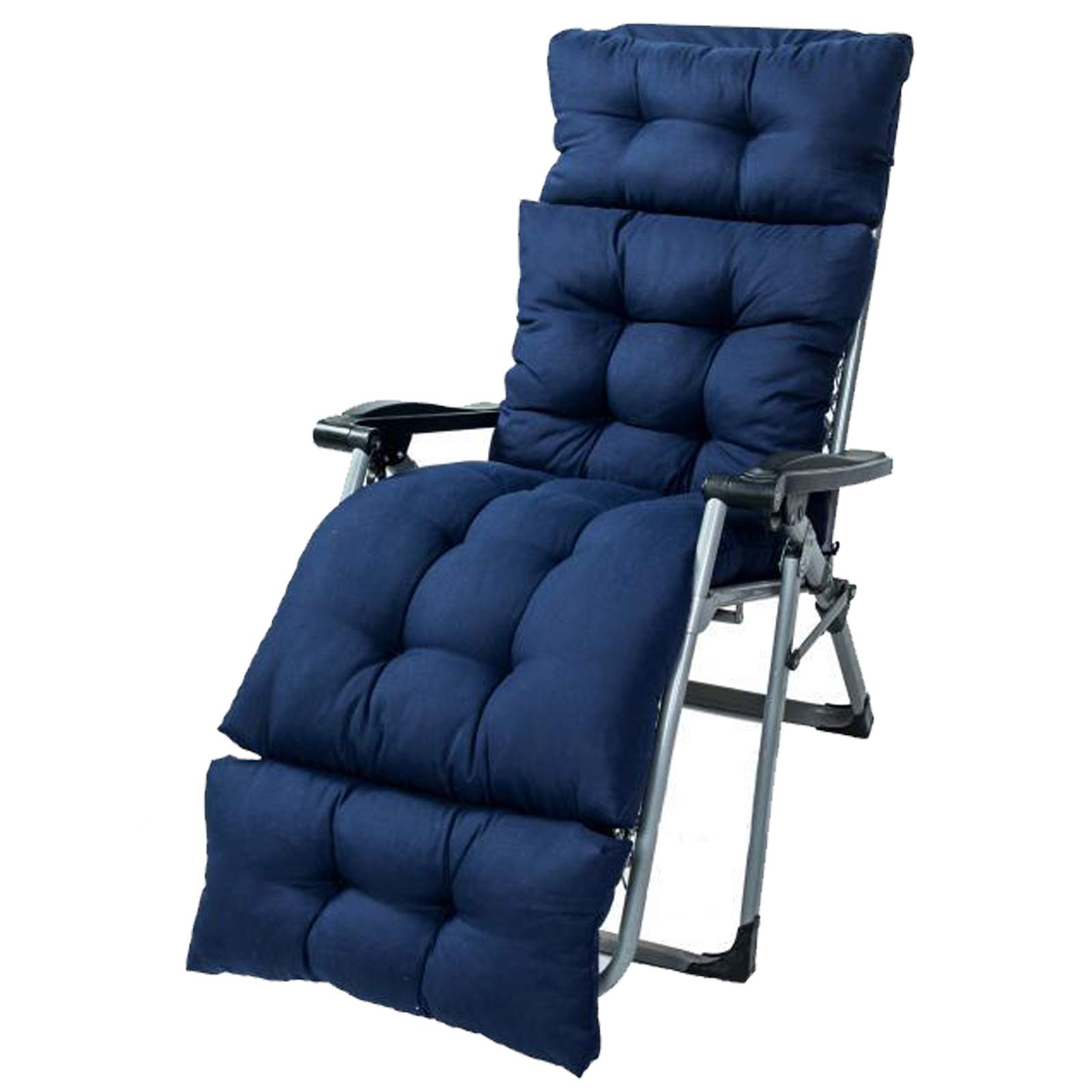 YAOBAO Thick Sun Lounger Cushion with 6 Adjustable Straps - Foldable Replacement Seat Cover for Outdoor Patio Furniture - Waterproof Sunbed Cushion for Garden, Poolside, Beach - Perfect for Relaxing, Sunbathing & Lounging (Blue)