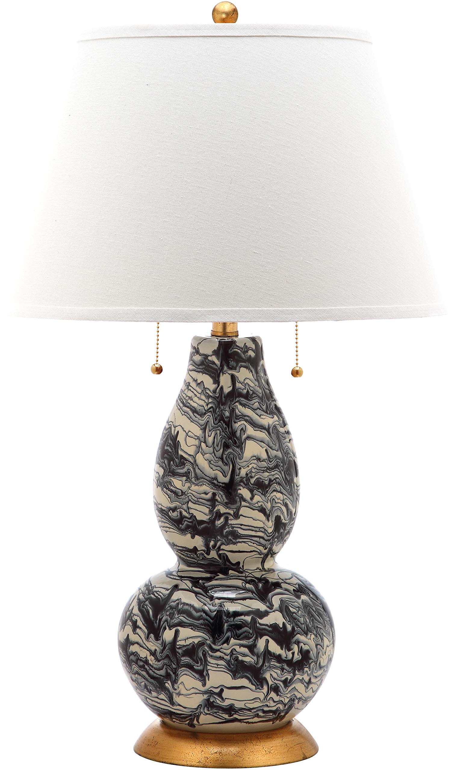 SAFAVIEH Modern Swirls Black and White 29-Inch Table Lamp Set of 2 with LED Bulbs - Bedroom, Living Room, Home Office, Nightstand Lighting for Cozy Ambiance and Stylish Decor