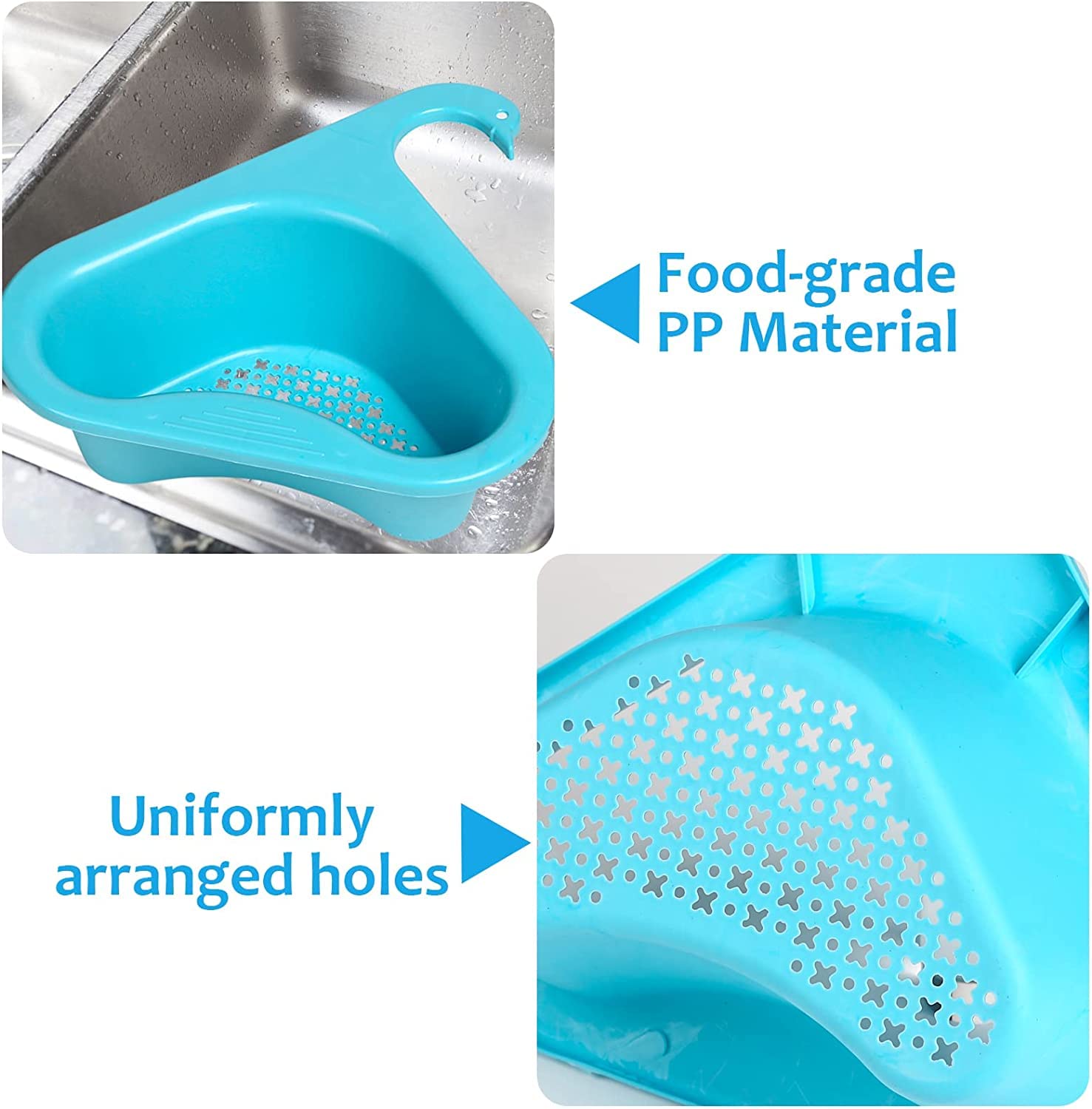 BLAGO Multipurpose Kitchen Sink Organizer - Corner Dish Drying Rack, Sink Basket for Washing Vegetables & Fruits, Sink Dustbin & Drain Basket (2-Pack) - Perfect for Small Kitchen Organization & Countertop Storage