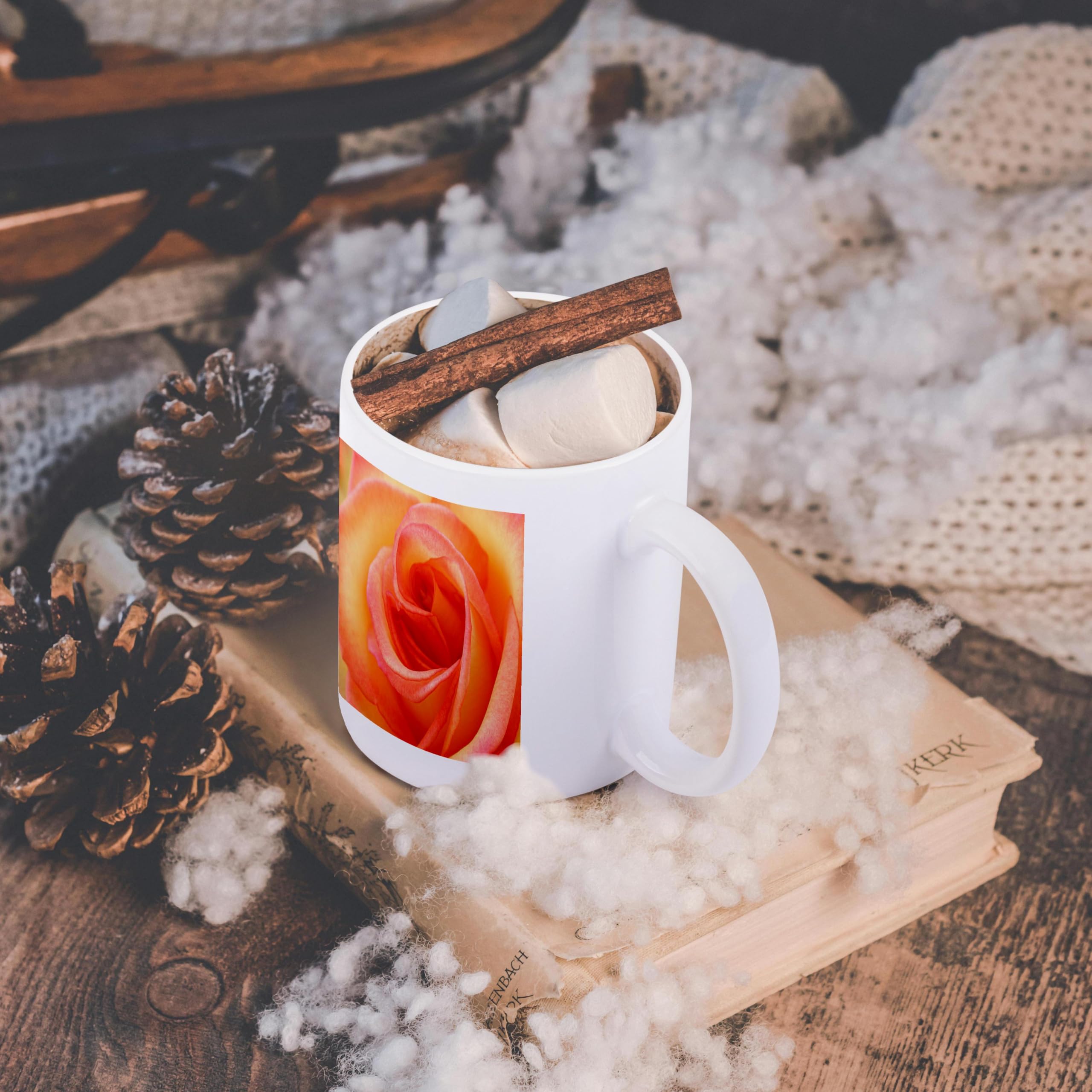 3D Rose Peach Rose Ceramic Coffee Mug - 11 oz Insulated Tea Cup with Handle - Perfect for Home, Office, or Gift Giving