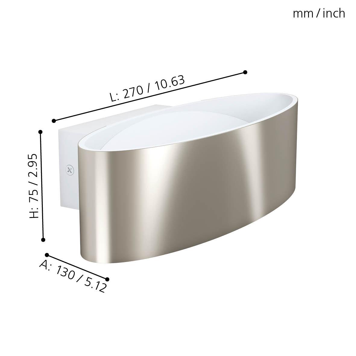 Eglo Maccacari Modern Curved Nickel LED Wall Sconce Light Fixture - Perfect for Bedroom, Living Room, and Hallway Lighting
