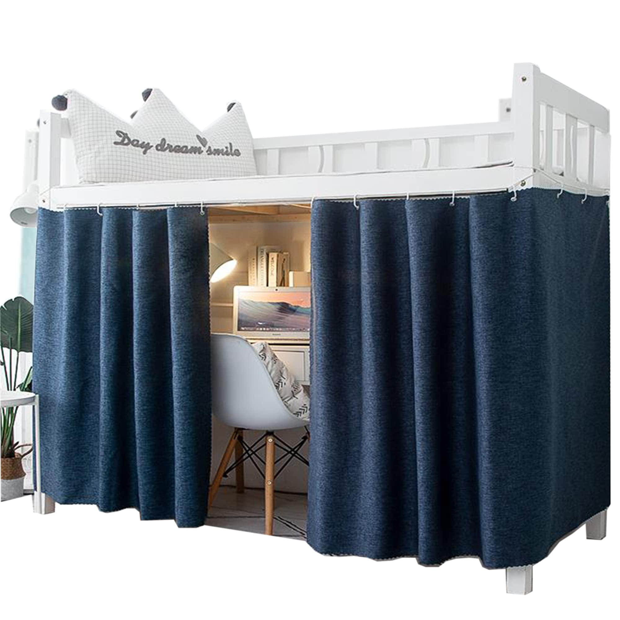 Blackout Bed Canopy Curtain for Dorm & Home - Thick Solid Fabric Privacy Curtain for Single Sleeper Bunk Beds (Men & Women) - Perfect for College Dorms, Studio Apartments & Privacy Needs