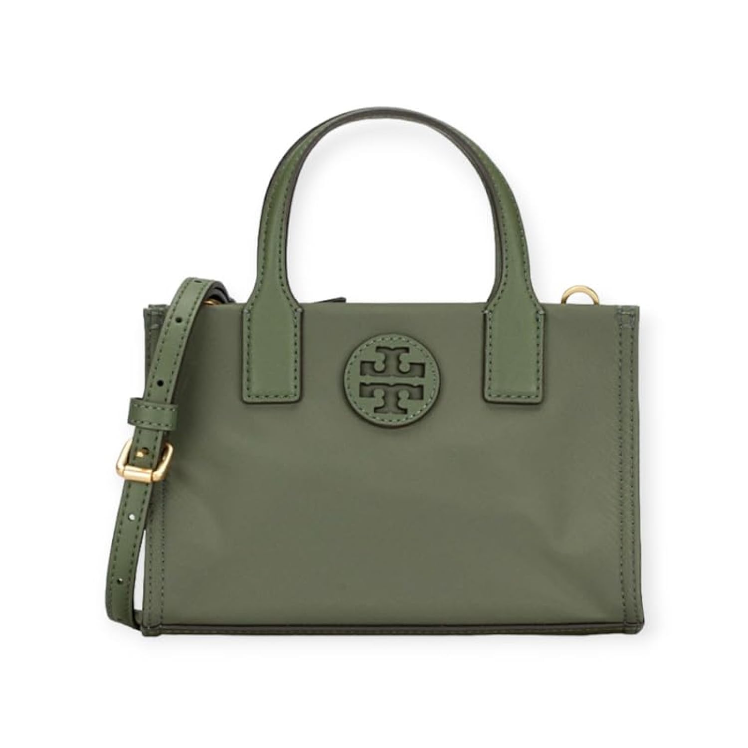 Tory Burch Women's Ella Mini Nylon Tote Bag - Lightweight & Waterproof Crossbody Purse (Palm Leaf Print) - Perfect for Work, Travel & Everyday Use