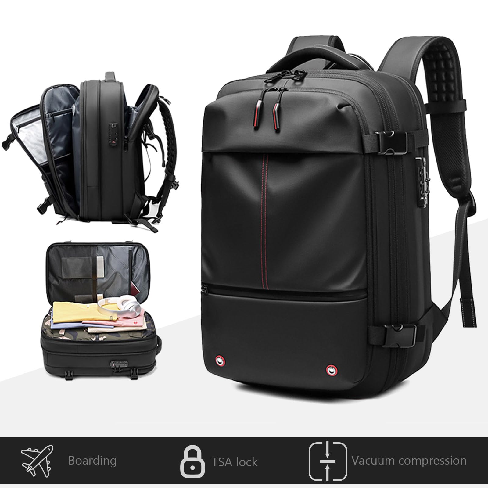 Vacuum Compression Travel Backpack - Waterproof Anti-Theft Carry-On Laptop Backpack with Air Pump for Men, Perfect for Hiking, Flight & Business Trips