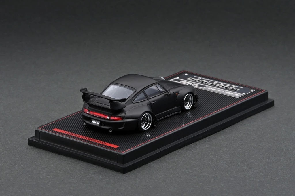 1:64 Scale Porsche 993 RWB Diecast Model Car - Matte Black Finish | Collectible Miniature Vehicle for Display, Racing Enthusiasts & Car Lovers | Perfect for Home Office Decor, Gift Giving & Model Car Collections