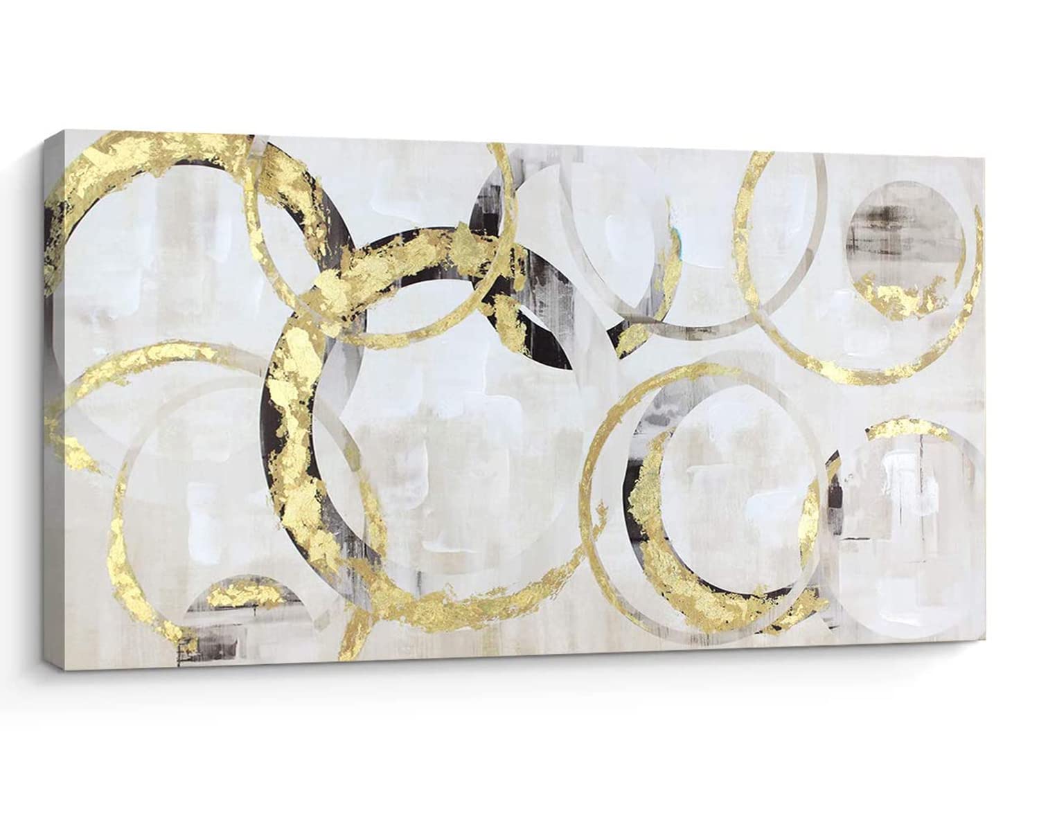 Abstract Blush Gold Canvas Wall Art - Modern Pi Art Painting for Home, Office & Living Room Decor - Stretched Wood Frame (20x40 Inches) - Perfect for Boho, Minimalist & Contemporary Spaces