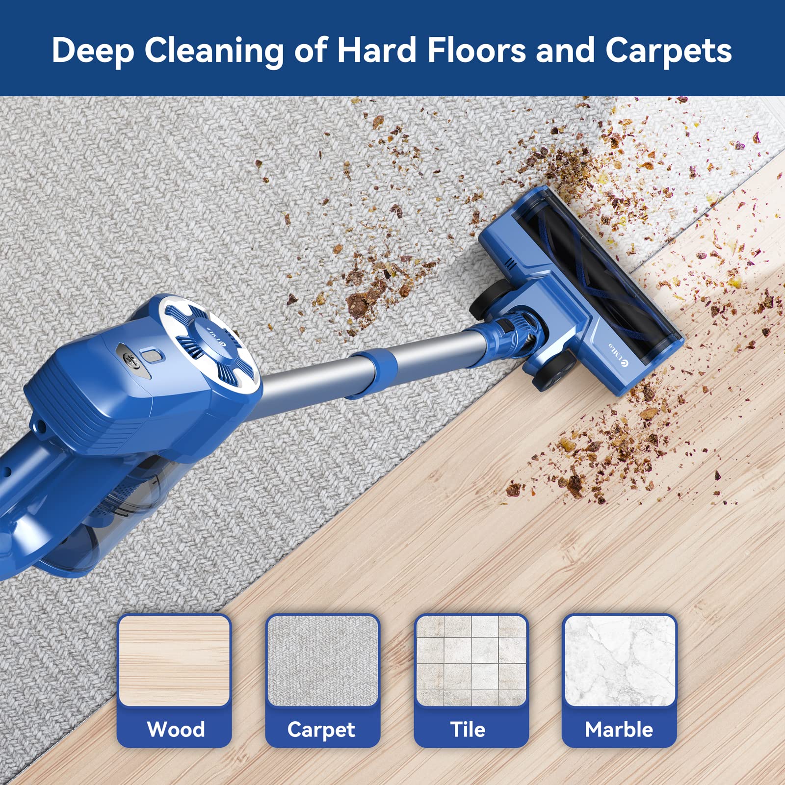 N3S Cordless Vacuum Cleaner - 6-in-1 Lightweight Stick Vacuum with 2200mAh Battery for Home & Pet Hair Cleaning