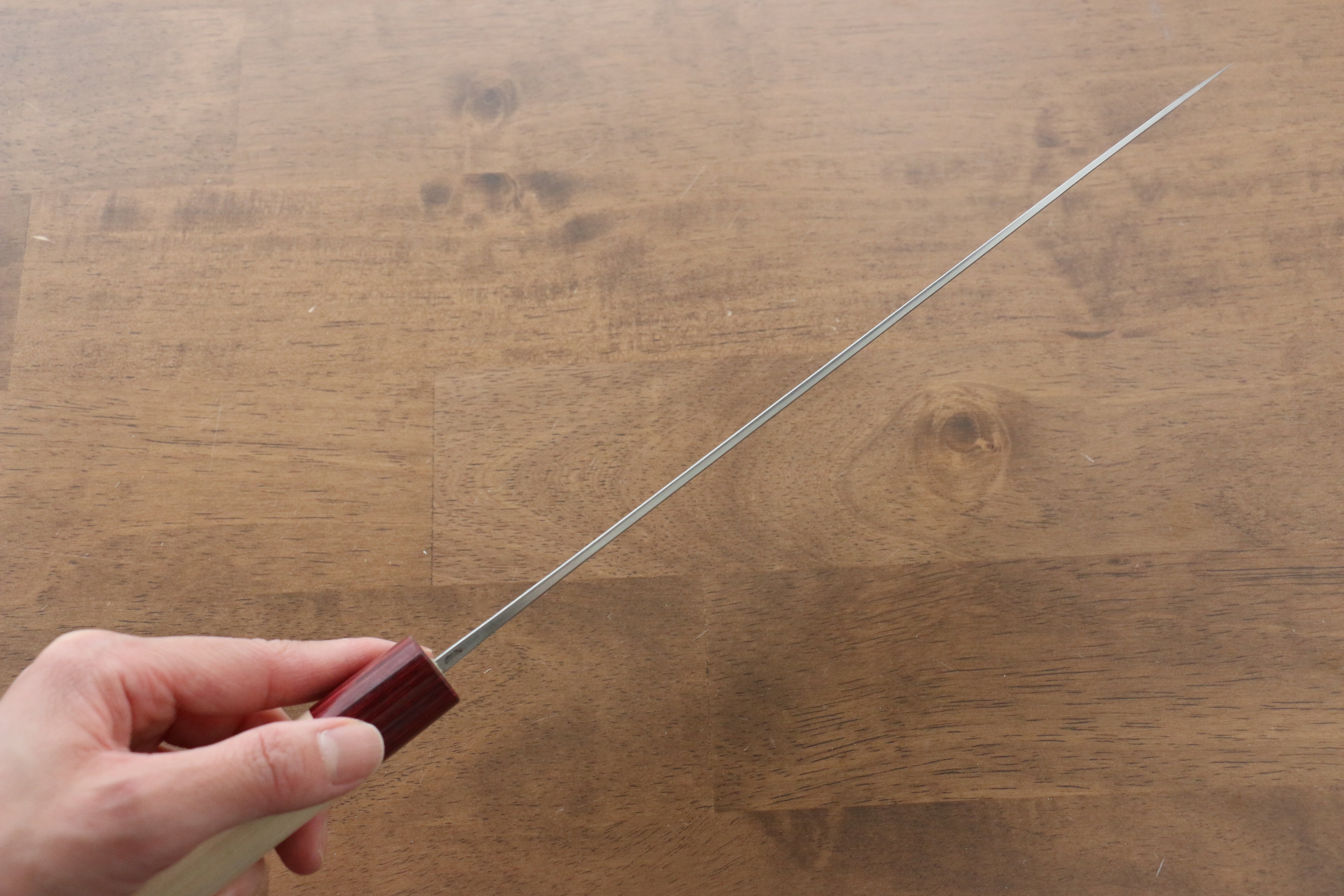 Masakage Yuki White Steel No.2 Nashiji Gyuto 240mm Japanese Chef Knife with Magnolia Wood Handle - Perfect for Sushi, Meat Slicing & Professional Kitchen Use