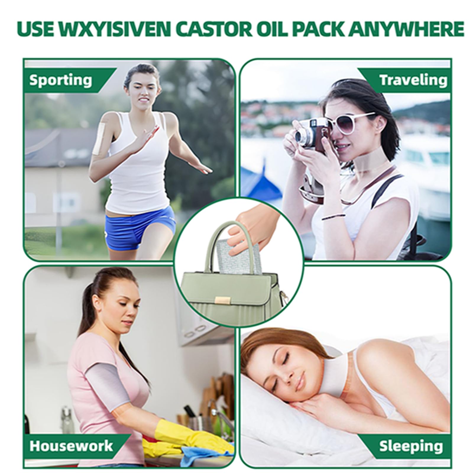 Organic Castor Oil Pack Wrap - 20 Pcs 5.9x5.9in (15x15cm) Self-Adhesive Cotton Pads for Pain Relief & Detox - Waist, Back, Breast, Knee, Foot Care - Helps with Liver Support, Insomnia, Constipation & Inflammation - Perfect for Home Therapy & Wellness Routines