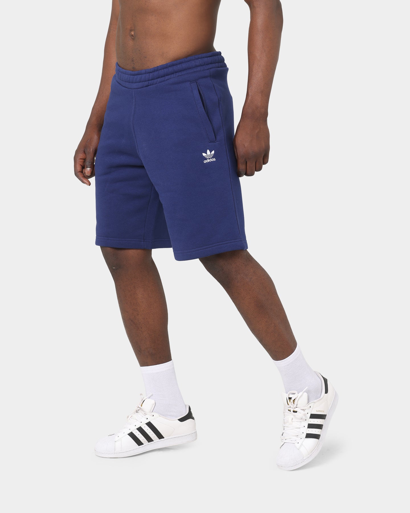 Adidas Essential Trefoil Shorts for Men - Comfortable Athletic Running Shorts with Pockets - Perfect for Gym, Jogging & Casual Wear - Night Sky Blue