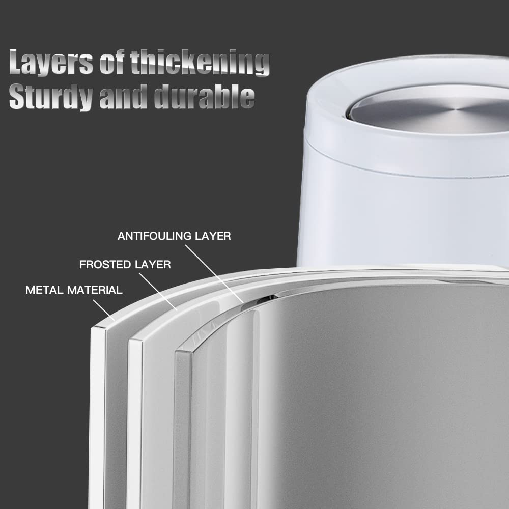 Stainless Steel Bathroom Trash Can with Flip Lid - 10L/3 Gallon Modern Garbage Bin for Kitchen, Living Room, Bedroom & Commercial Use | Durable Brushed Metal Design for Home & Office Waste Disposal