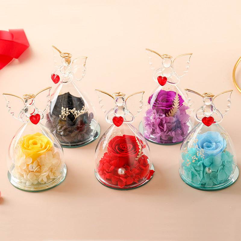 Eternal Rose Gift for Women - Preserved Real Roses in Glass Dome for Anniversary, Valentine's Day & Romantic Occasions