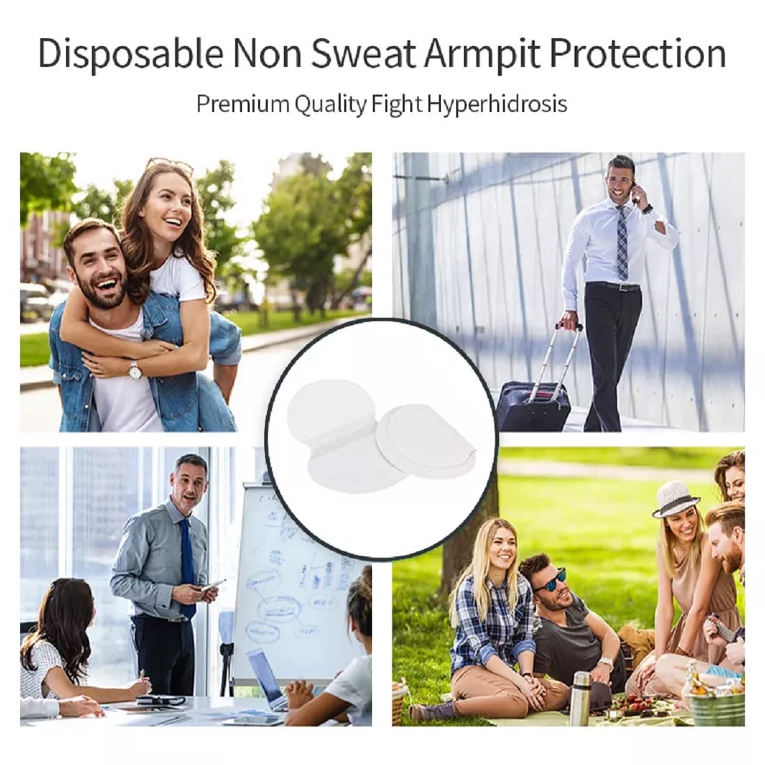 Ghelonadi Disposable Underarm Sweat Pads for Men & Women - 10 Pack, Non-Sweat Armpit Protection Shields for Dresses & Shirts | Stay Fresh at Work, Weddings & Gym