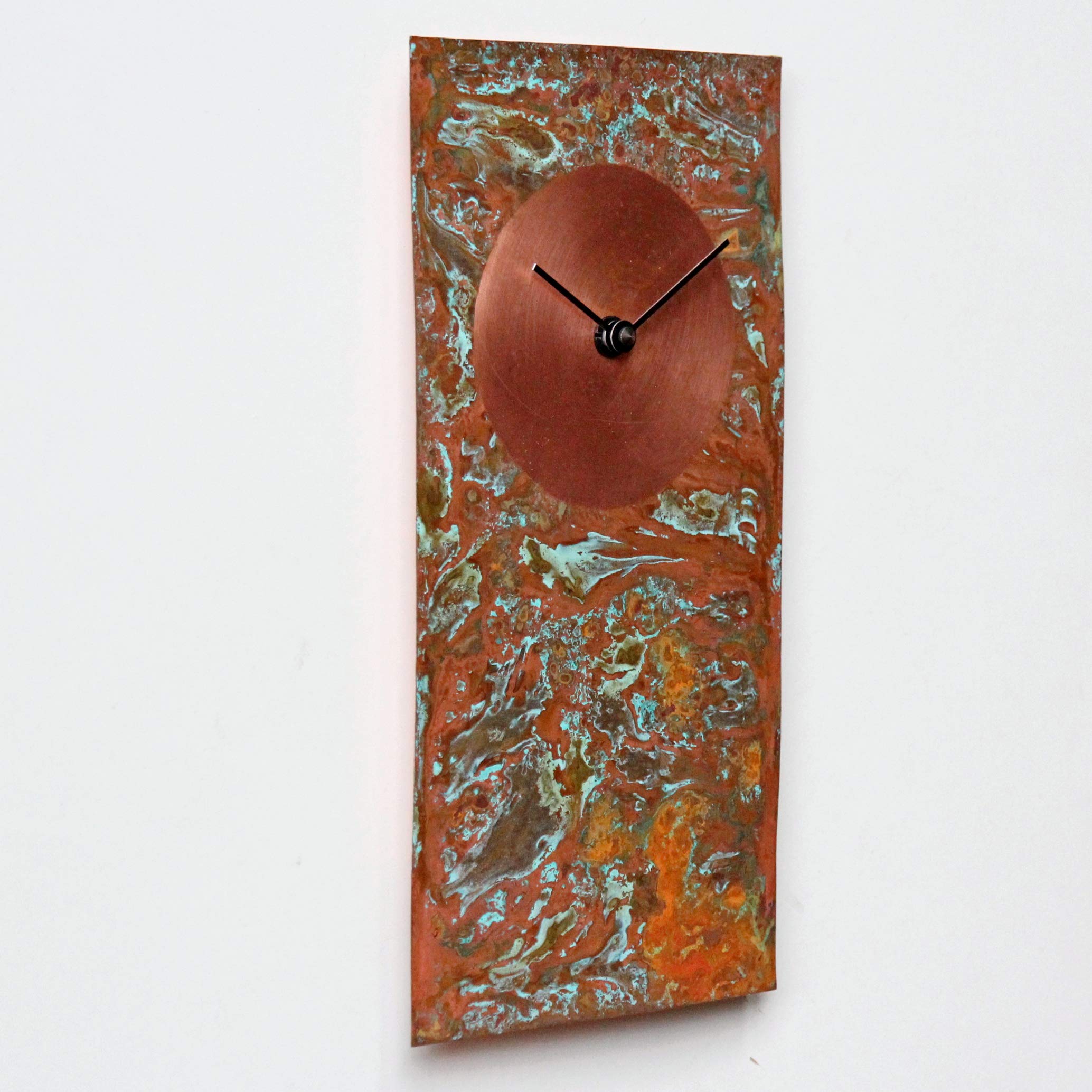 16-Inch Large Copper Wall Clock - Silent Non-Ticking Rectangular Rustic Farmhouse Decor | Handmade Native American Southwest Style | Perfect for Kitchen, Living Room & 7th Wedding Anniversary Gifts