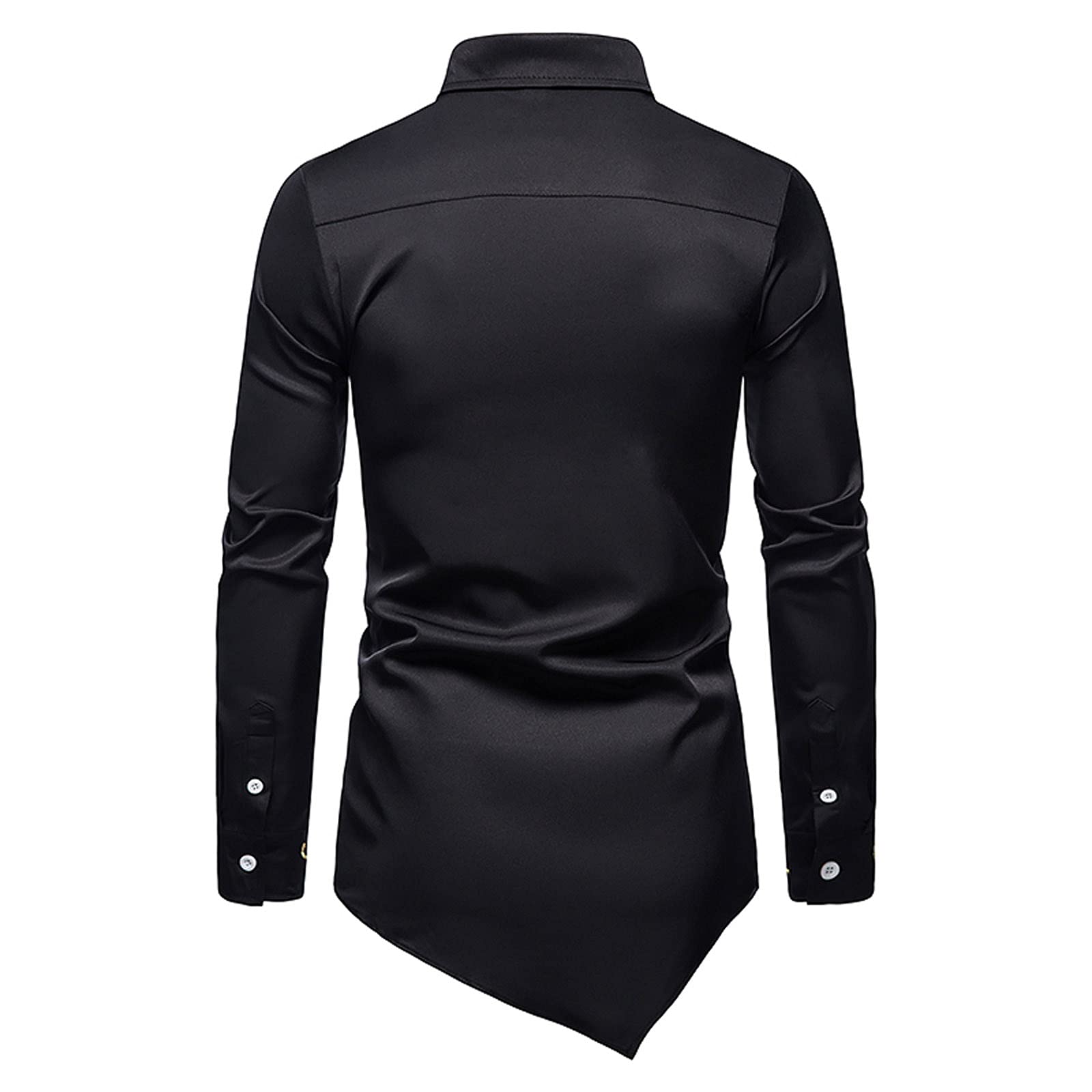 Stylish Routinfly Men's Slim Fit Long Sleeve Dress Shirt - Hipster Dashiki Embroidery Casual Top, Asymmetric Blouse Tunic & Denim Shirt | Perfect for Office, Party & Casual Outings