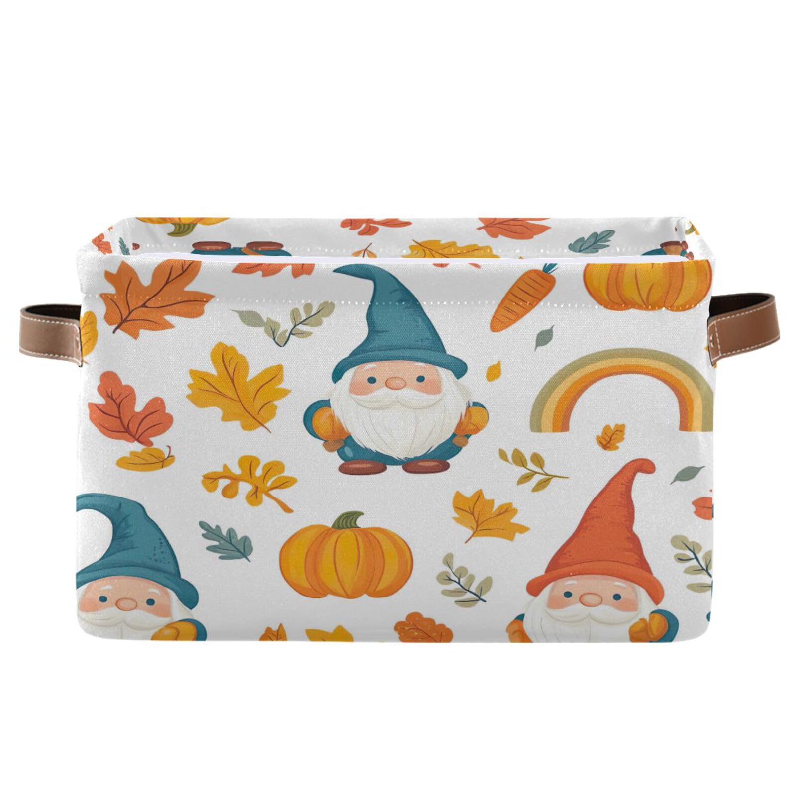 Large Foldable Pumpkin Gnome Storage Baskets with Handles - 2 Pack, Multi-Functional Closet Organizer for Toys, Books & Clothes | Perfect for Nursery, Playroom & Bedroom Storage Solutions