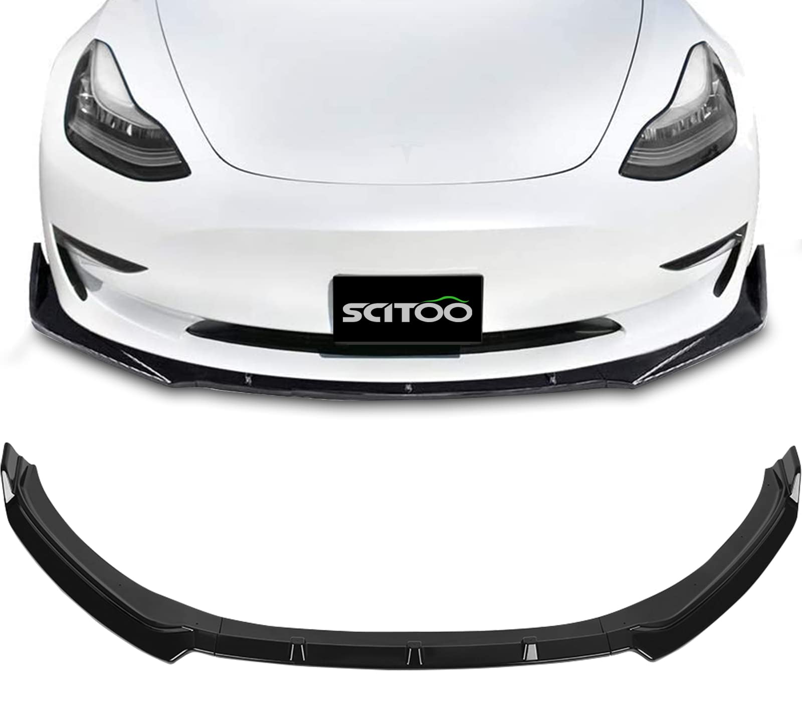 SCITOO 3PCS Black PP Front Bumper Body Kit Spoiler & Chin Lip for Hyundai Elantra 2011-2020 - Enhance Style & Aerodynamics for Street Racing & Car Shows