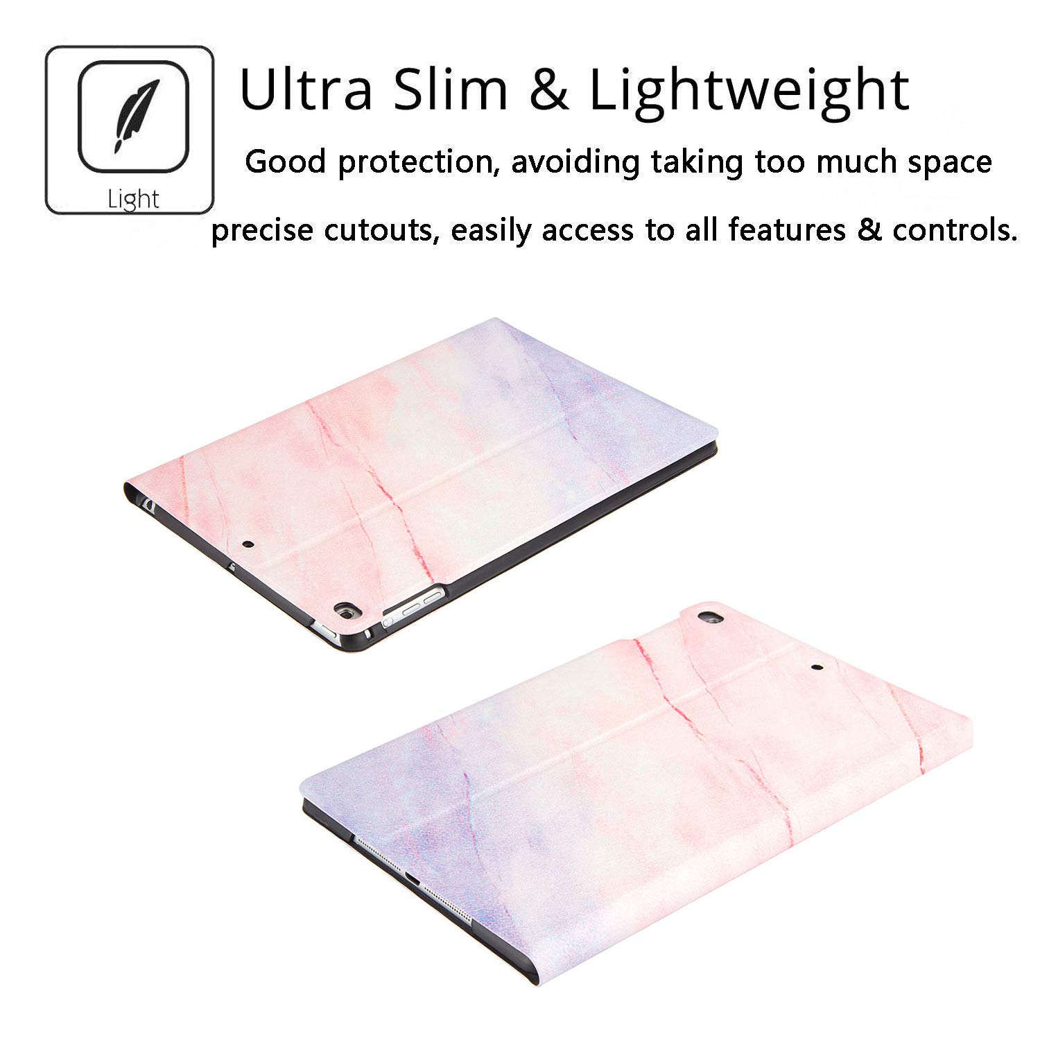 Premium Synthetic Leather Case for Apple iPad 9.7 inch (5th/6th Gen 2017/2018) & iPad Air/Air 2 - Slim Shockproof TPU Shell with Auto Wake/Sleep & Multi-Angle Stand - Pink Map Design - Perfect for Work, Study & Travel Protection
