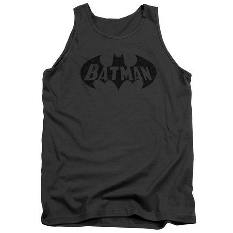 Batman Crackle Bat Graphic Men's Tank Top - Charcoal Grey Small - Superhero Gym Workout & Casual Summer Wear