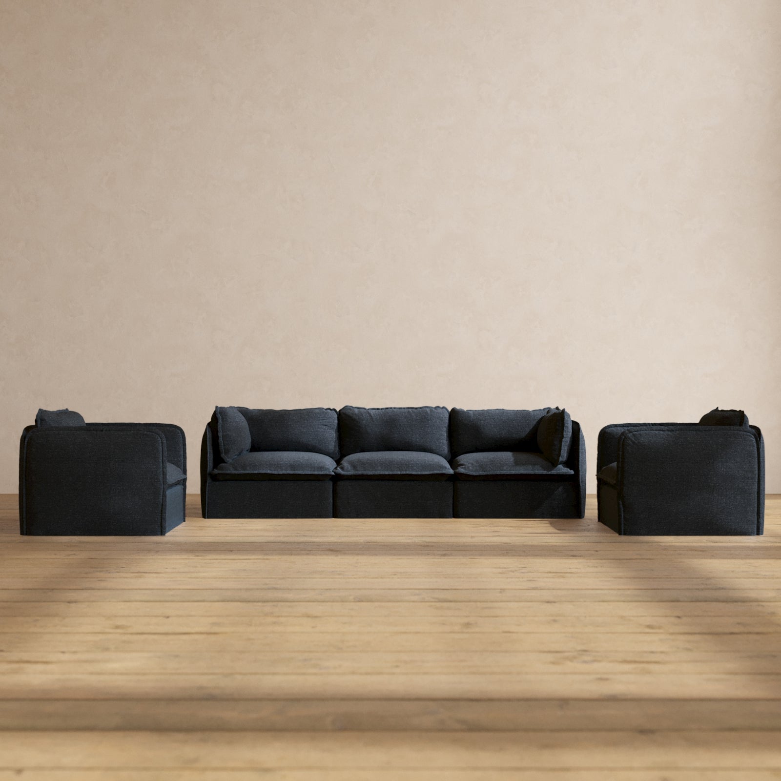 Premium Modular 3-Seater Sofa & Armchair Set in Indigo Blue | Luxury Fabric Blend | Perfect for Living Room, Lounge & Home Theater Comfort
