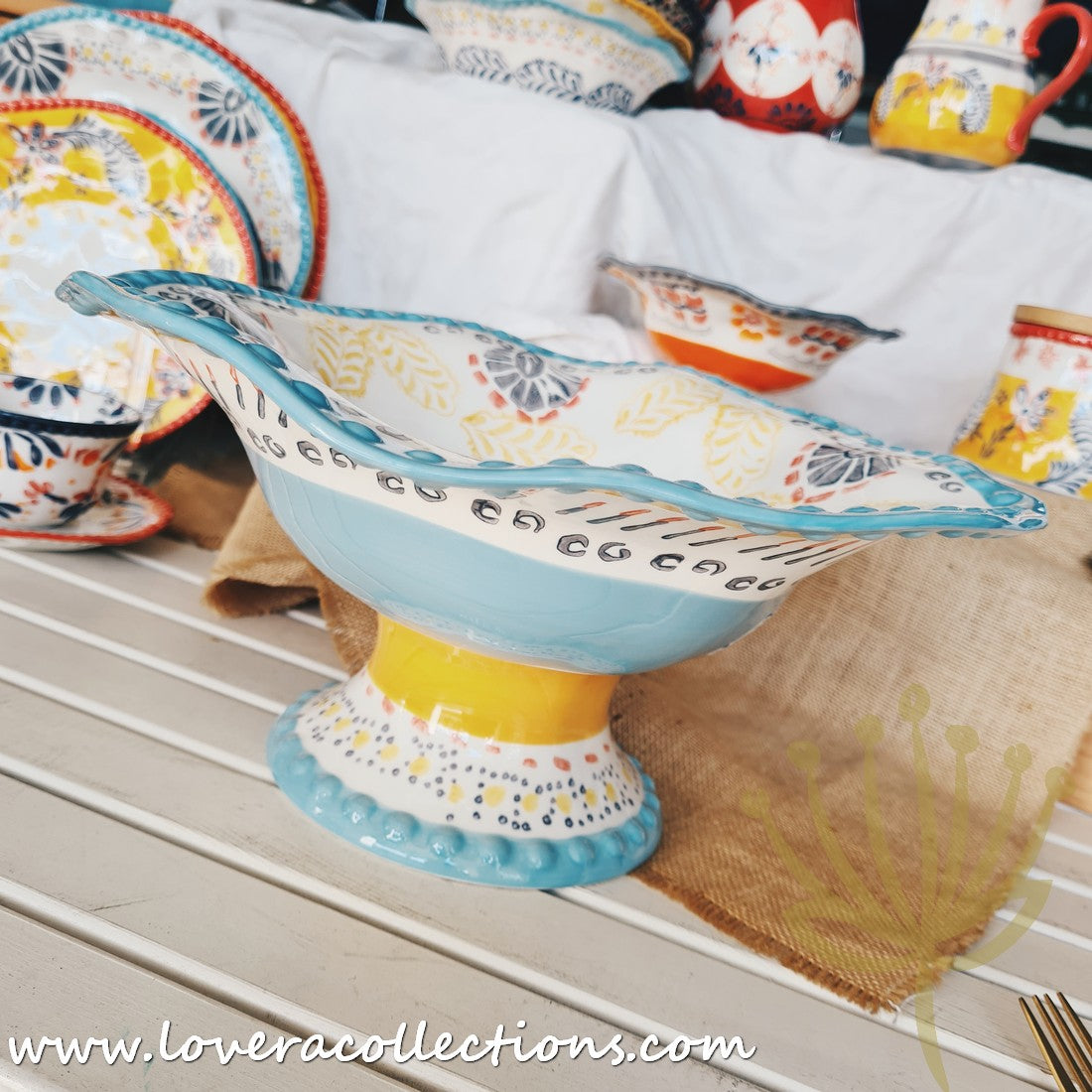 Stylish Afrocentric Light Blue Dinnerware & Serveware Set - Perfect for Family Dinners, Entertaining Guests & Cultural Celebrations