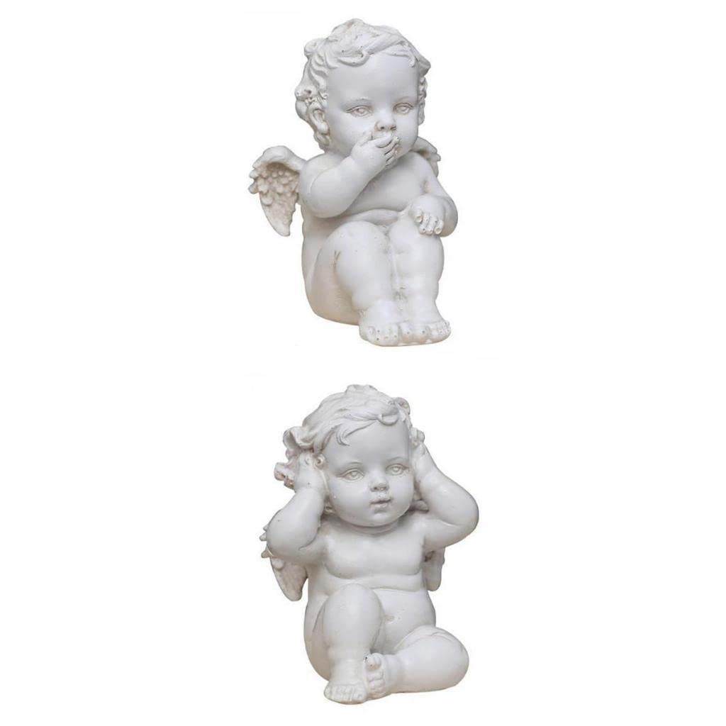 Dolity 2-Piece Cherub Angel Statue Set - Elegant Garden & Home Decor Sculpture for Shelves, Patio, and Outdoor Spaces - Perfect Gift for Christmas, Wedding, and Home Decoration