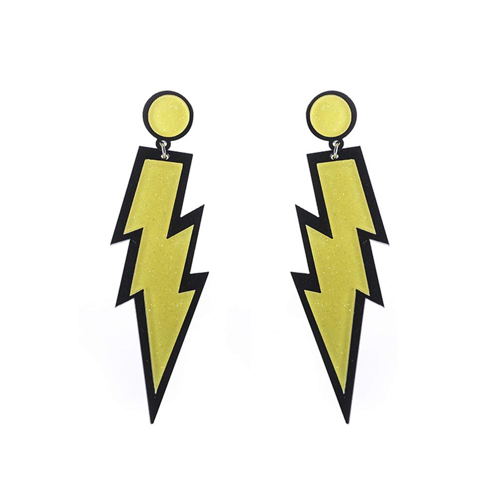 LCSD Women's Fashion Earrings - Creative Yellow Lightning Bolt Dangle Earrings for Women & Girls | Perfect for Parties, Gifts & Everyday Wear