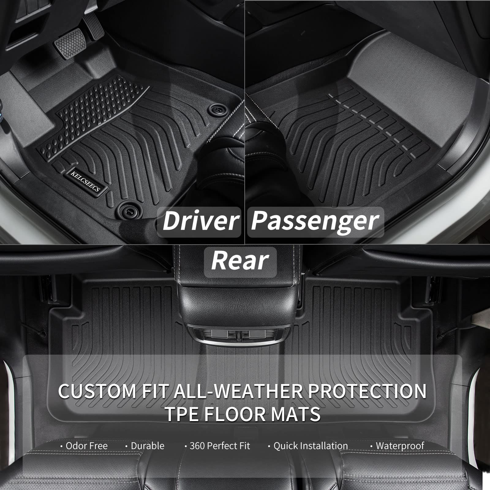 Premium Custom Fit Floor Mats for 2016-2023 Mazda CX-9 (7-Passenger Only) - Waterproof All-Weather Automotive Floor Liners - Front, Rear & 3rd Row Protection - Durable Black Car Accessories - Perfect for Daily Commutes, Family Road Trips and All-Season Vehicle Protection