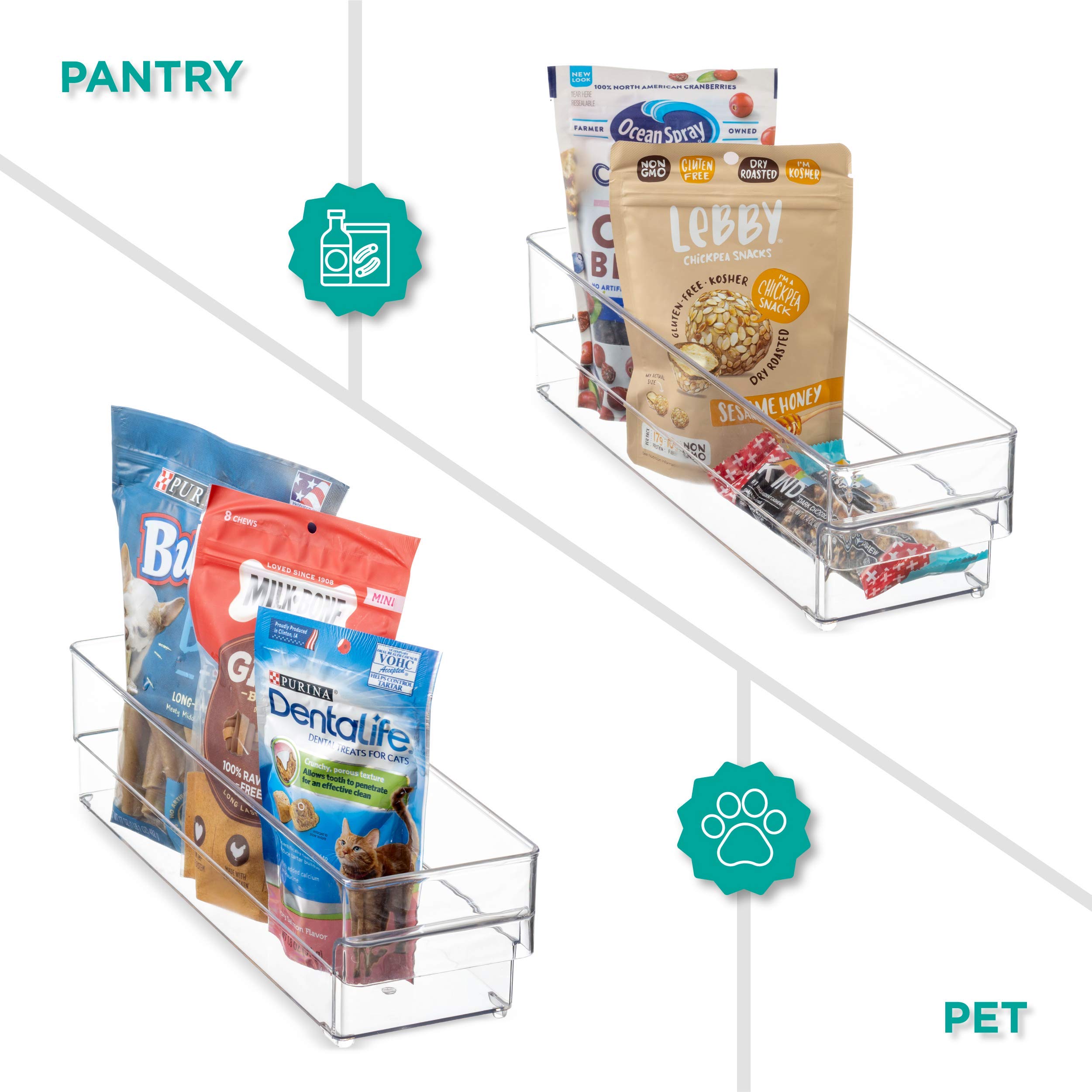 Heavy Duty Refrigerator Organizer Bins Set of 6 - Clear Plastic Freezer & Fridge Storage Containers with Can Rack & Egg Holder - Kitchen Cabinet & Countertop Organization for Fruits, Vegetables, Beverages & Meal Prep