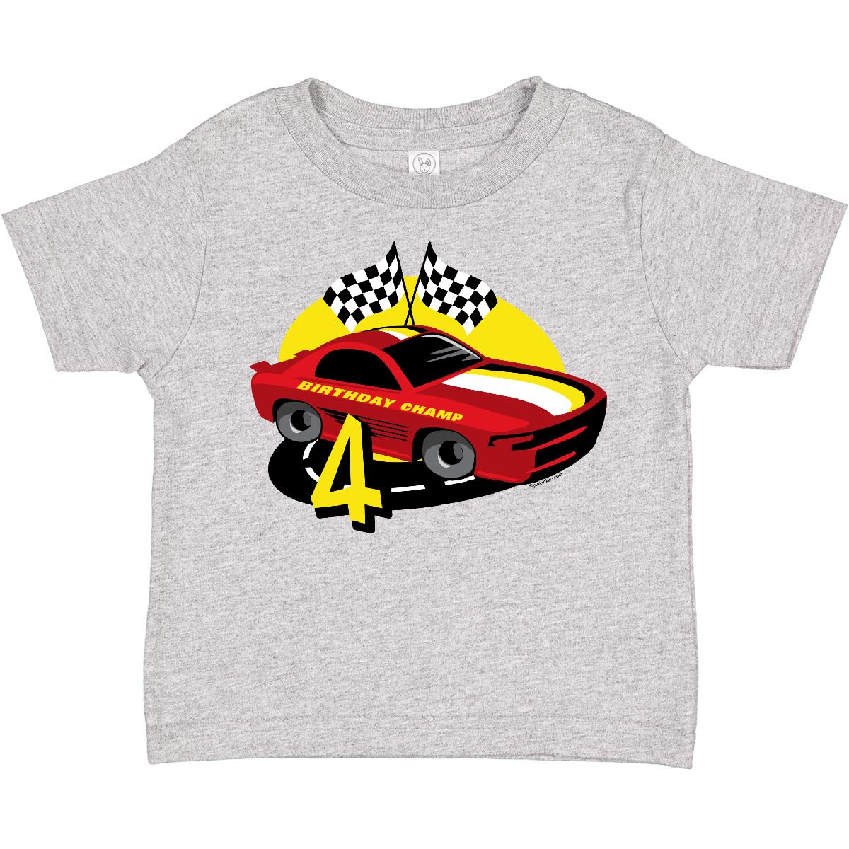 Inktastic Race Car 4th Birthday Toddler T-Shirt - Cute Toddler Boy Outfit for Birthday Party, Car Theme Celebration & Casual Wear