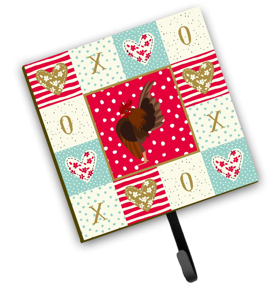 Caroline's Treasures Malaysian Serama Chicken Love Leash & Key Holder Hooks - Colorful Wall Decor for Home, Kitchen, or Office Organization