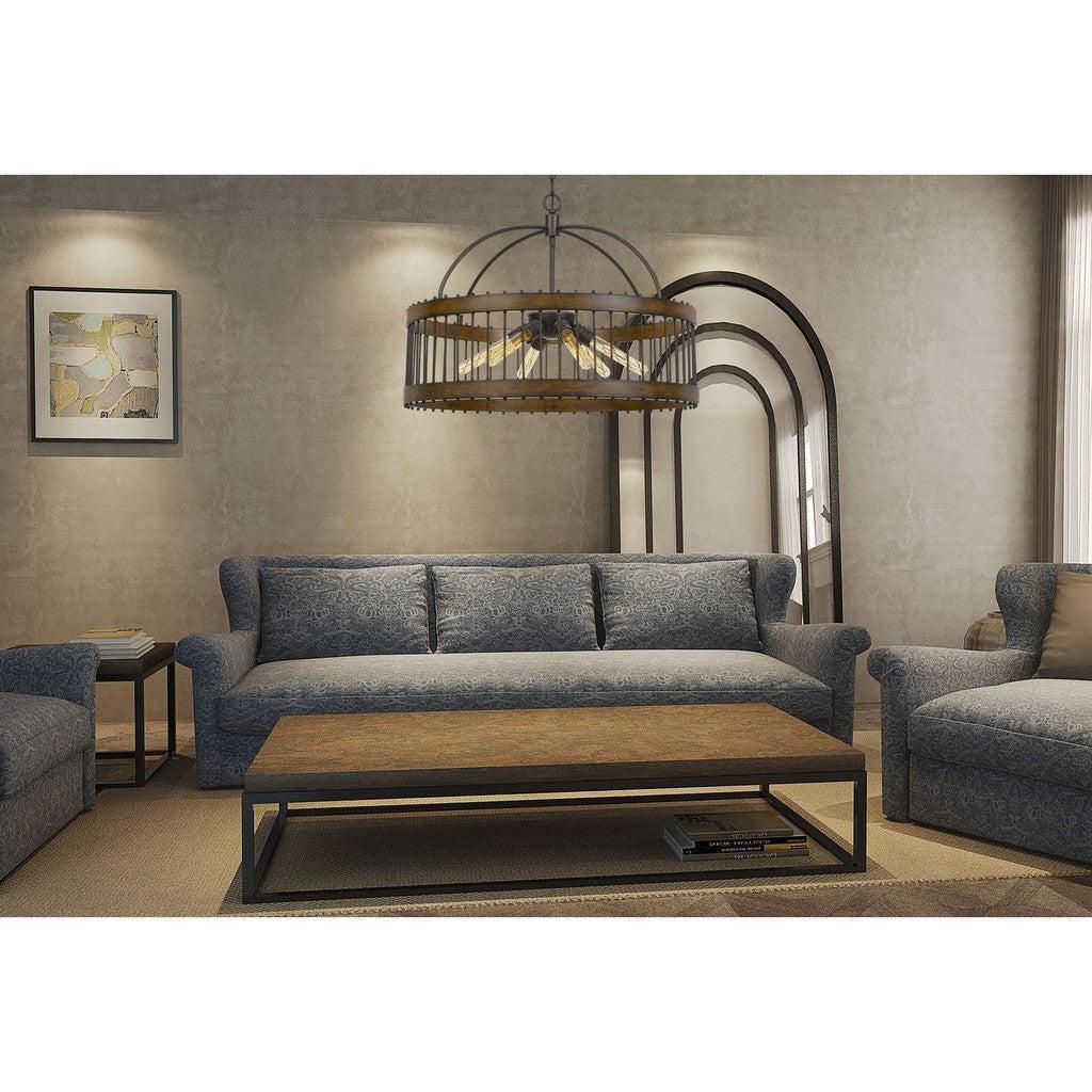 Cal Lighting Cantania 60W X 6 Metal Pendant Light Fixture - 30 Inch Modern Industrial Chandelier for Dining Room, Kitchen Island & Living Room Lighting