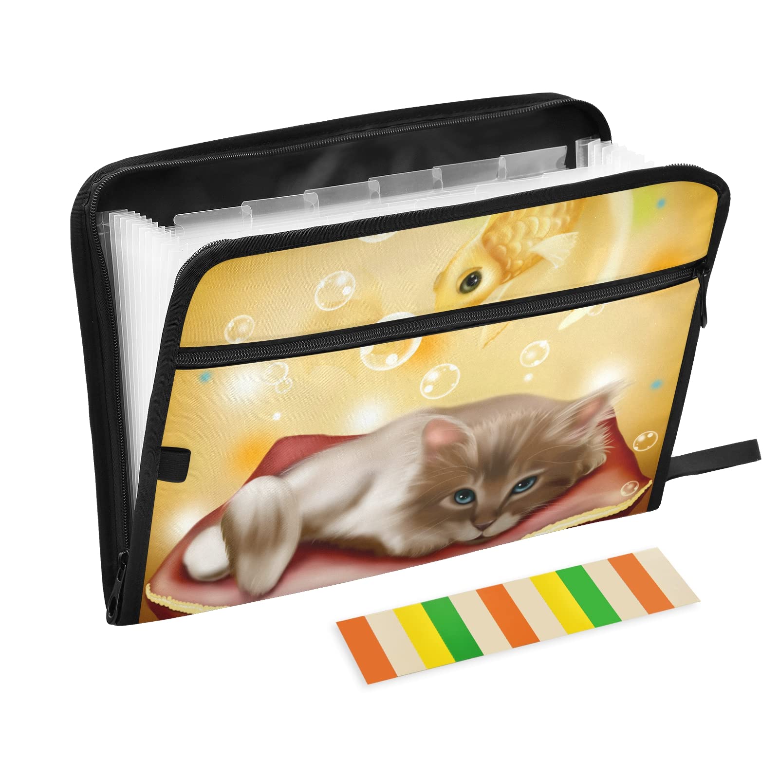 UMIRIKO 13-Pocket Expanding File Folder for Cats & Documents - Accordion Organizer with Sticky Labels, Zipper Closure - A4 Letter Size (20220488) | Perfect for Office, School & Home Organization