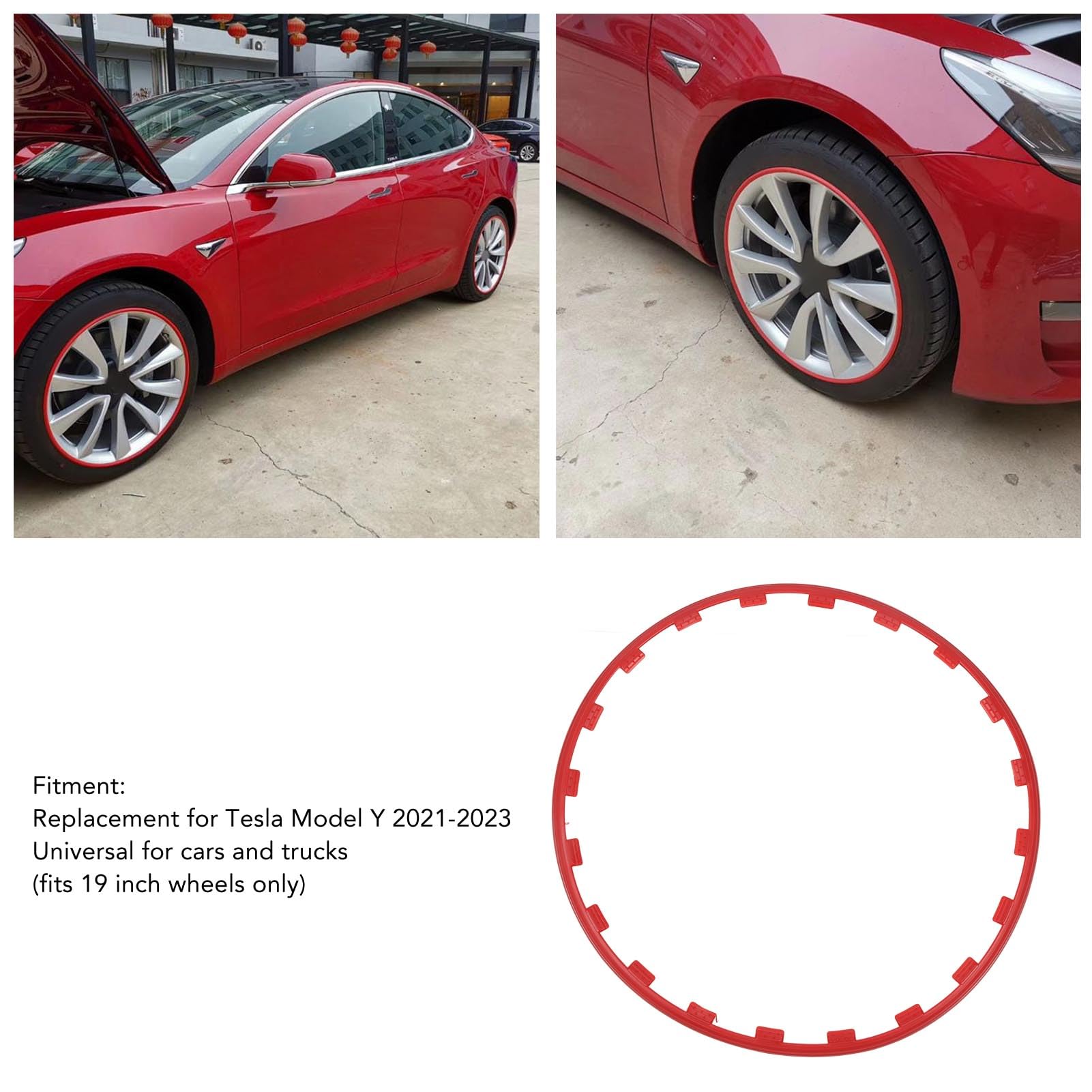 FOSA 4PCS Wheel Rim Rings - Stylish & Durable 19 Inch Wheel Edge Trim Protector for Cars & Trucks (Red) | Perfect for Off-Road Adventures & Custom Vehicle Styling